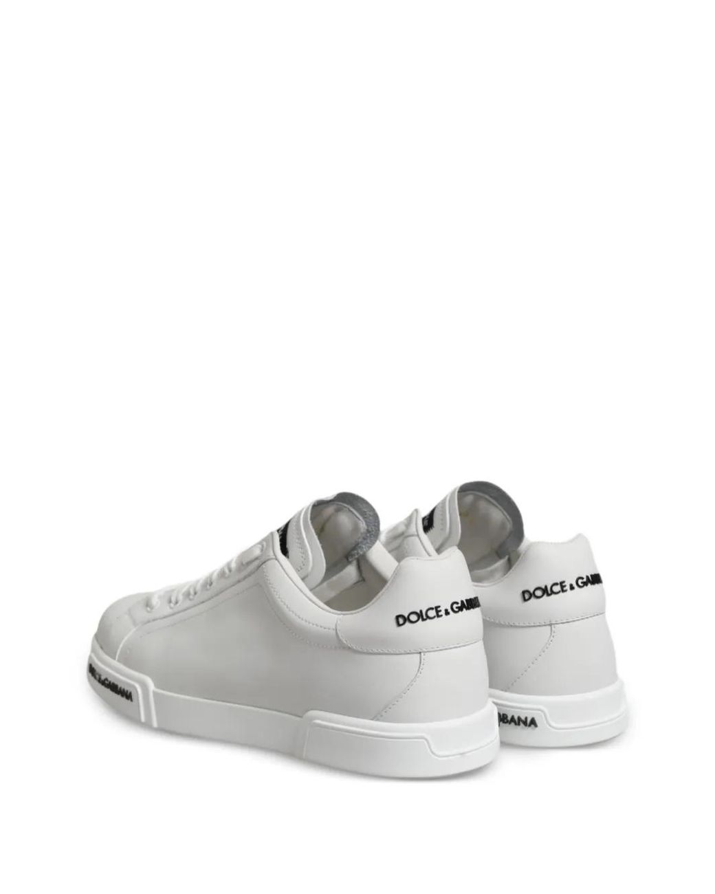Dolce & Gabbana White Logo-Details Leather Low-Top Sneakers for men