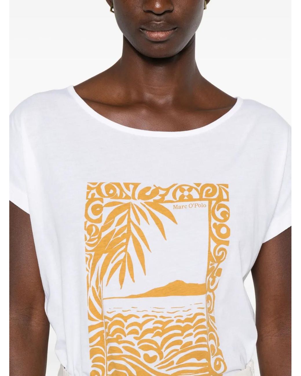 Marc O' Polo White Landscape-Print T-Shirt