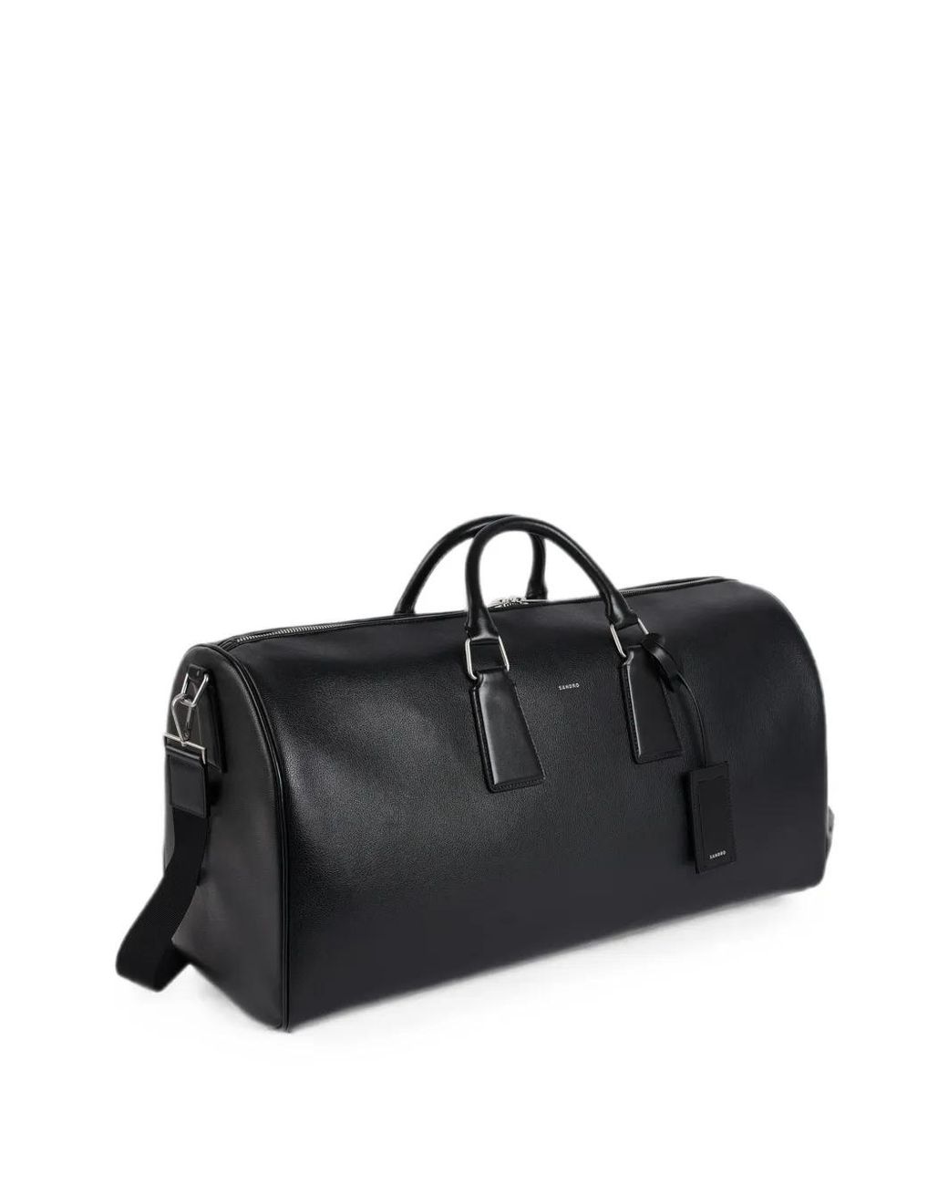 Sandro Black Reconstituted Leather Holdall for men