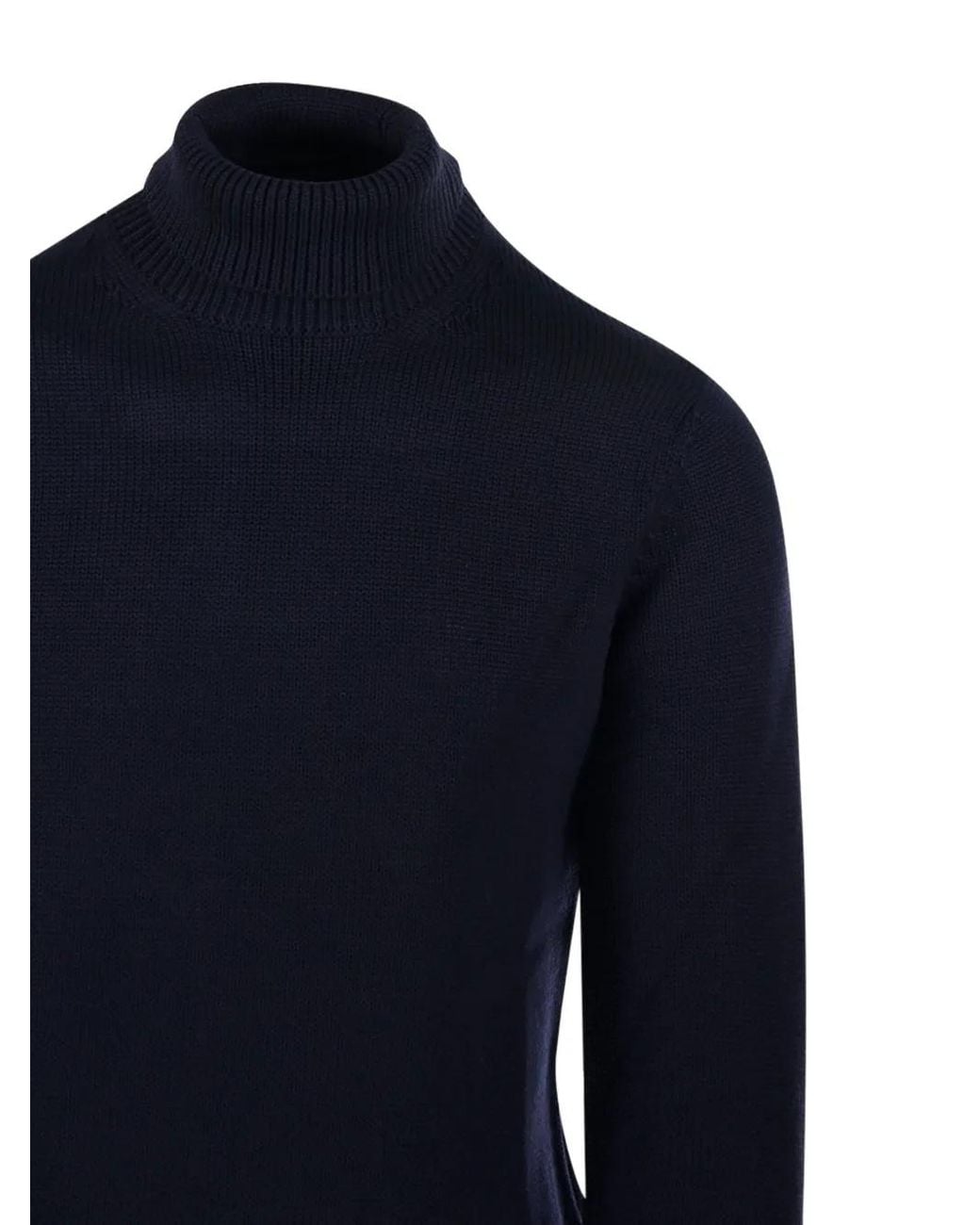 Roberto Collina Blue Ribbed-Knit Roll-Neck Sweater for men