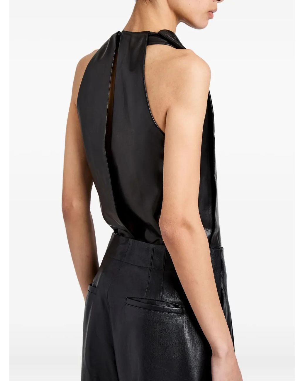 Proenza Schouler Black Iza Draped Top