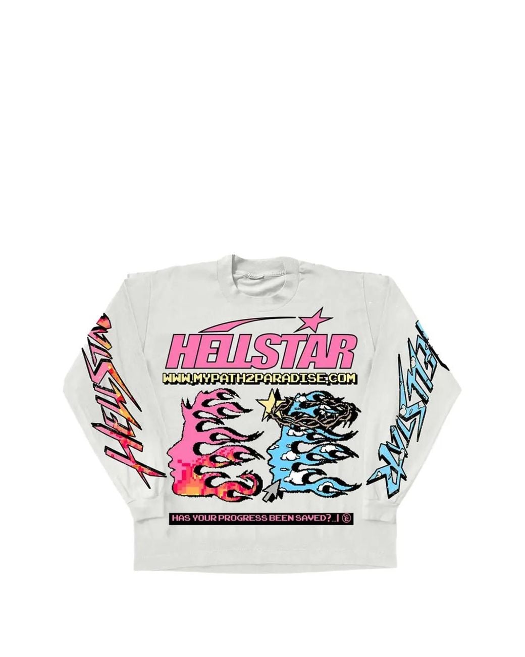 HELLSTAR Gray Pixel Graphic-Print Long-Sleeve T-Shirt for men