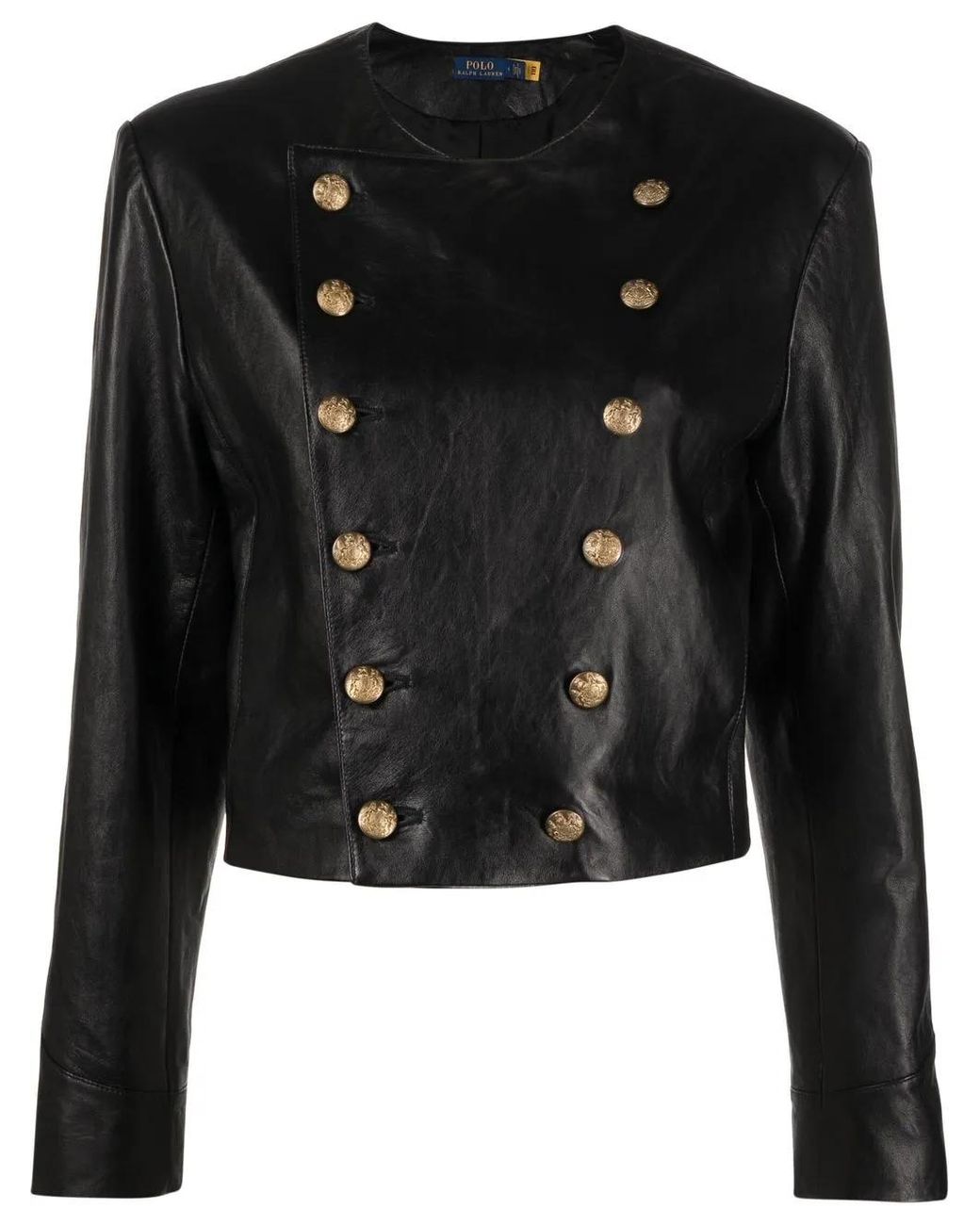 Polo Ralph Lauren Black Double-Breasted Leather Jacket