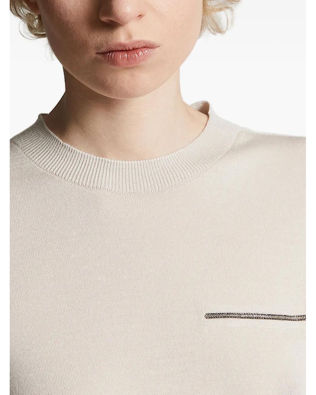 Peserico Blue Embellished Crew-Neck Sweater