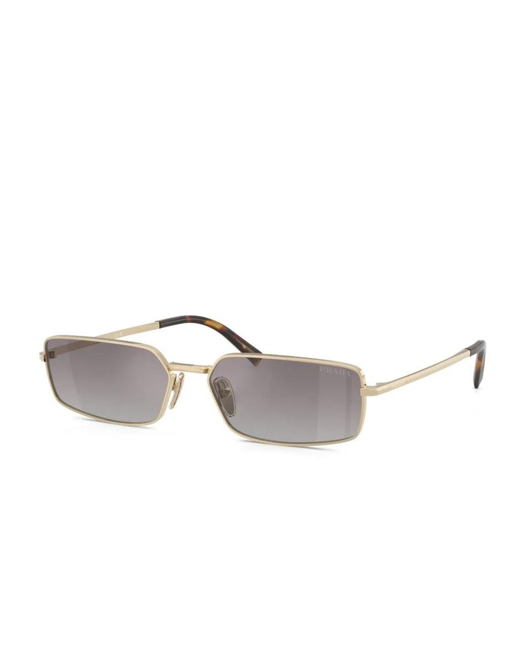 Prada Gray Rectangular-Frame Sunglasses