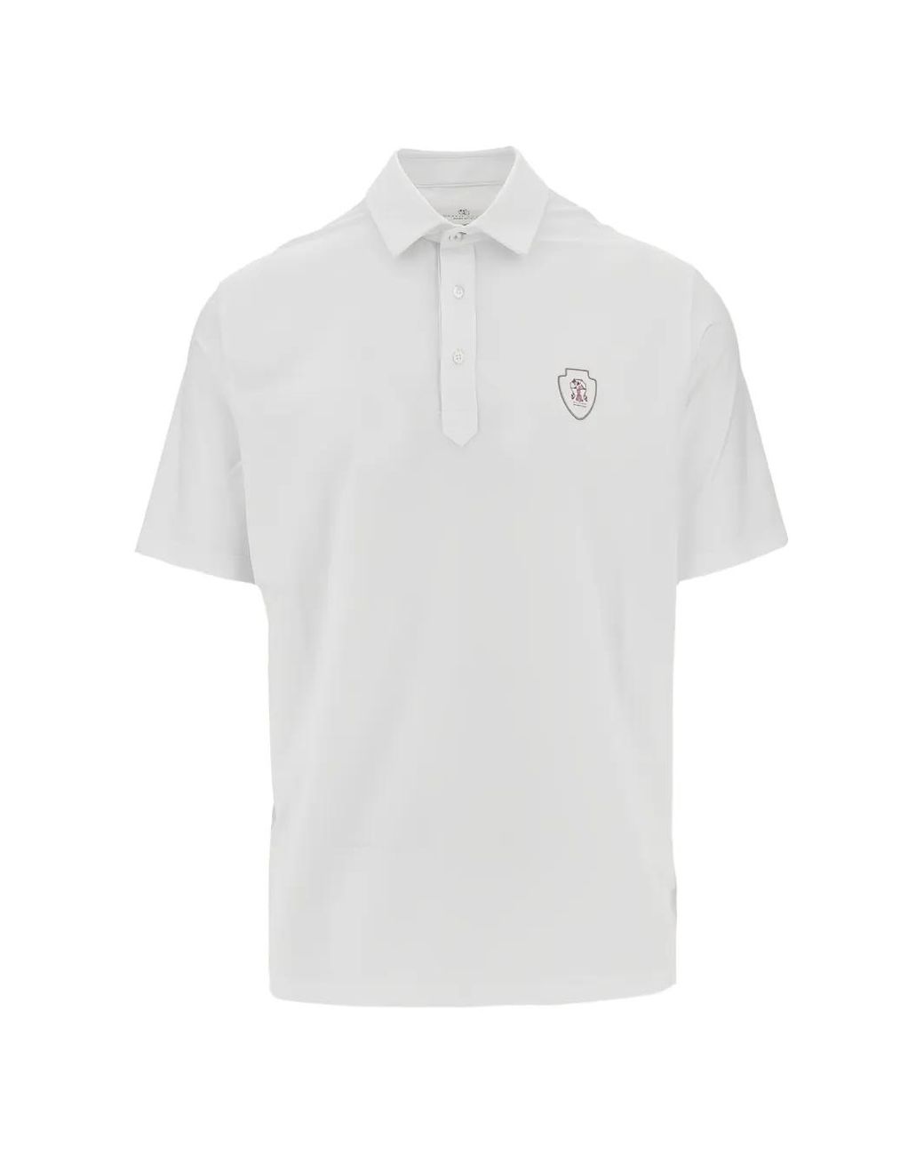 Brunello Cucinelli White Logo-Patch Polo Shirt for men