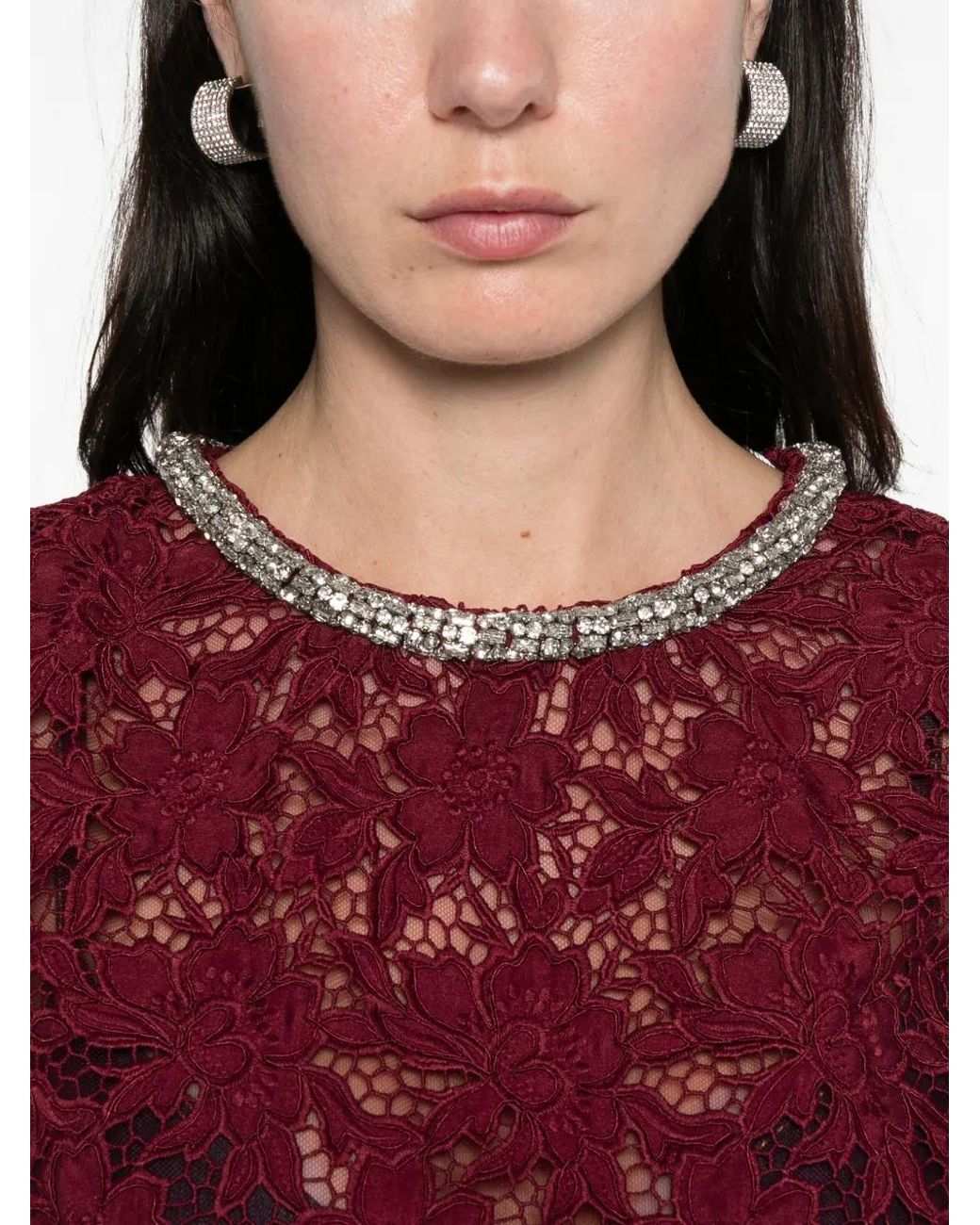 Self-Portrait Red Embellished Blouse