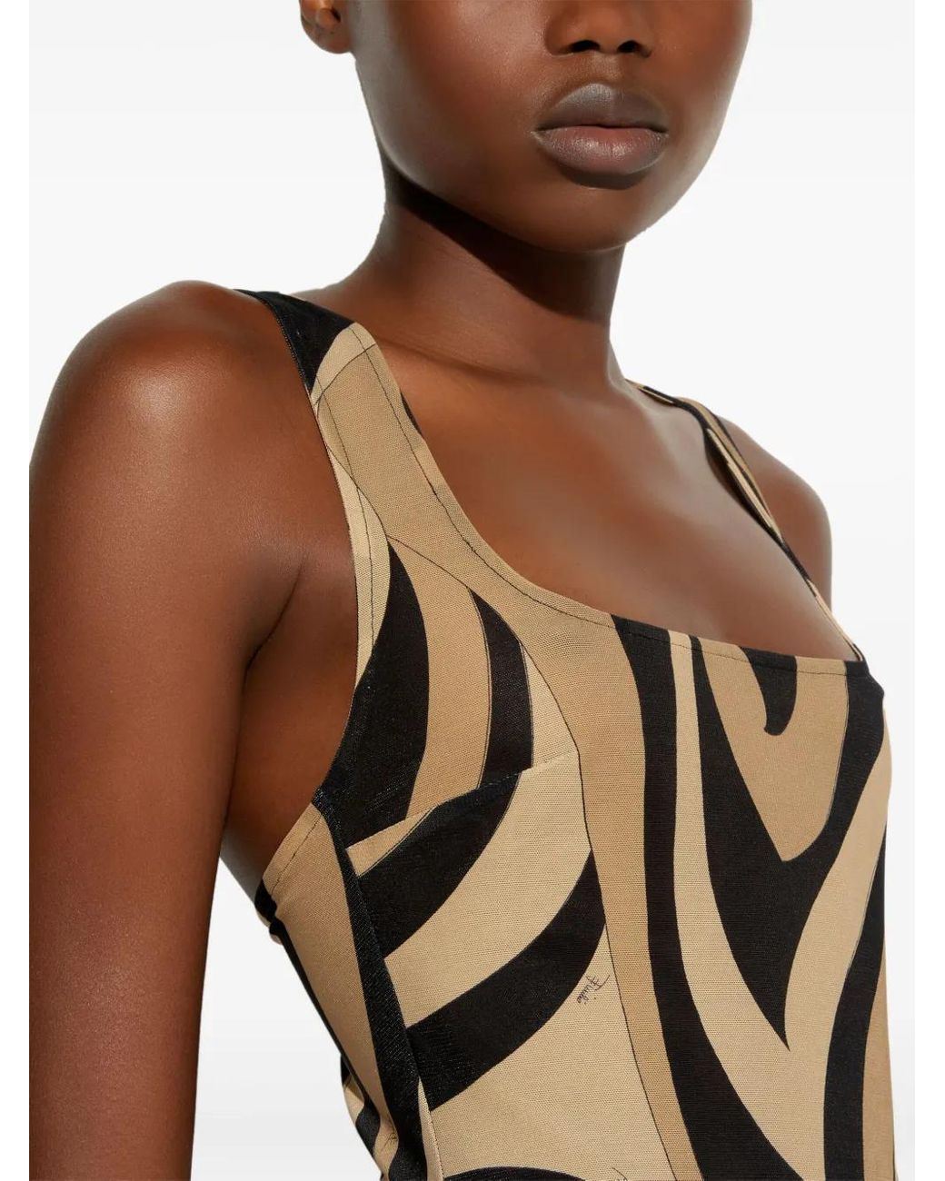 PUCCI Marmo-Print Square-Neck Mini Dress in Black | Lyst