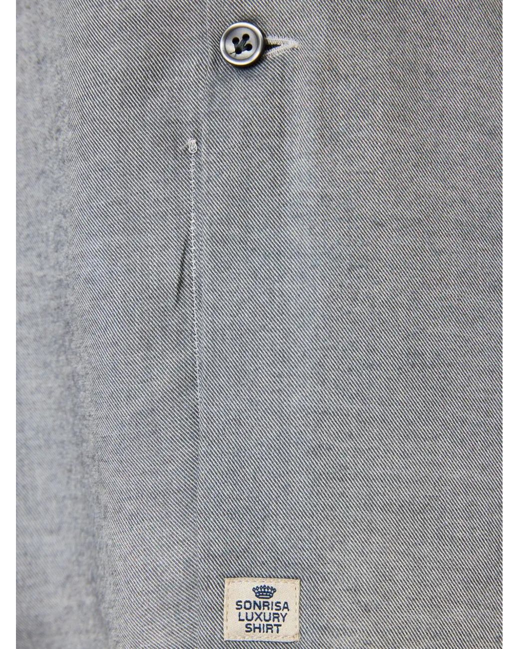Sonrisa Gray Twill-Weave Long-Sleeve Shirt for men