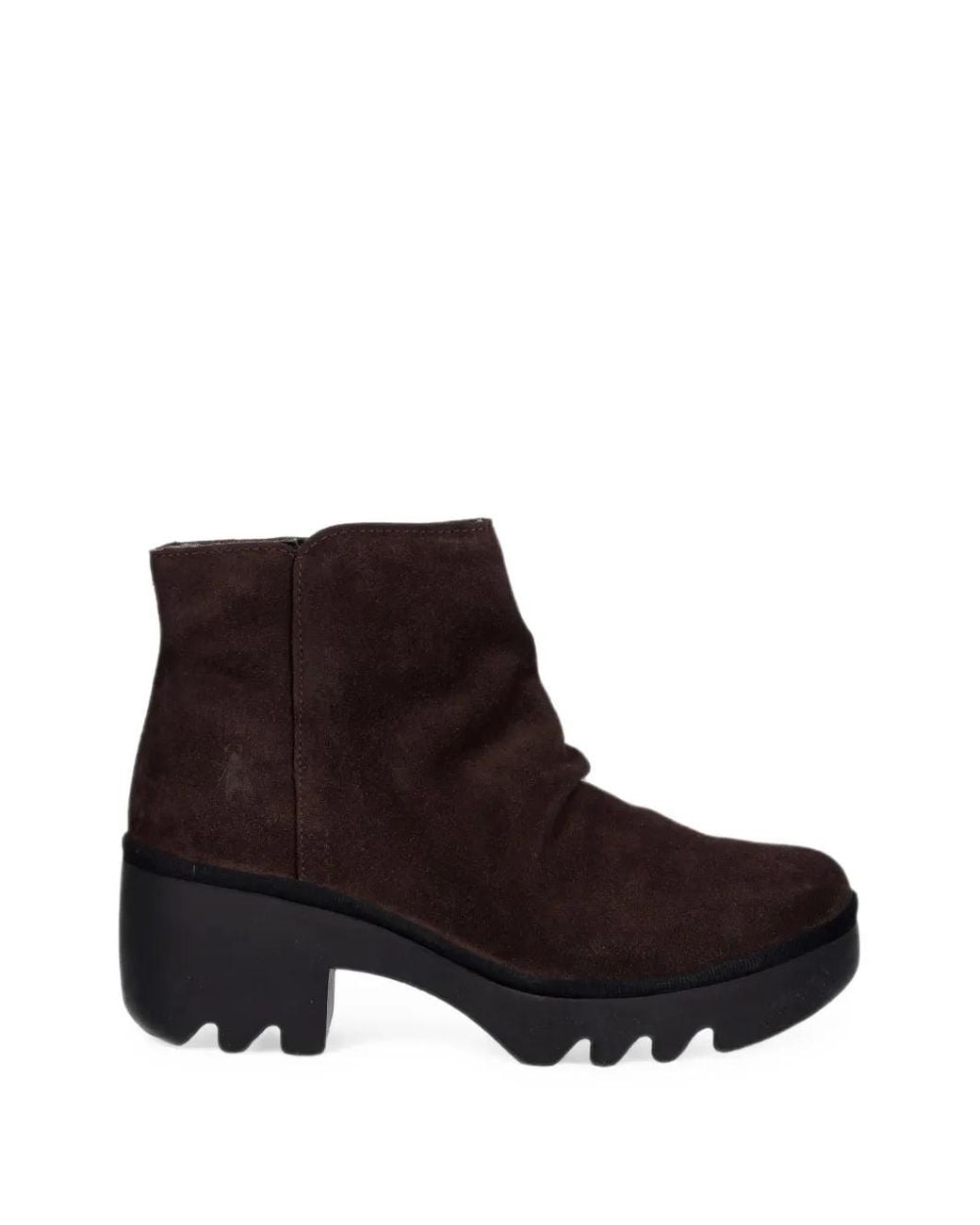 Fly London Black Ruched Suede Ankle Boots