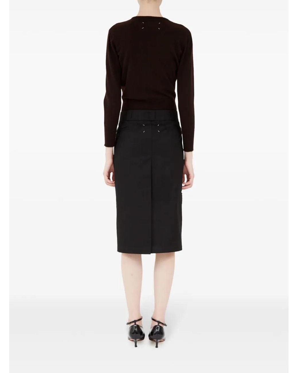 Maison Margiela Black High-Rise Midi Skirt