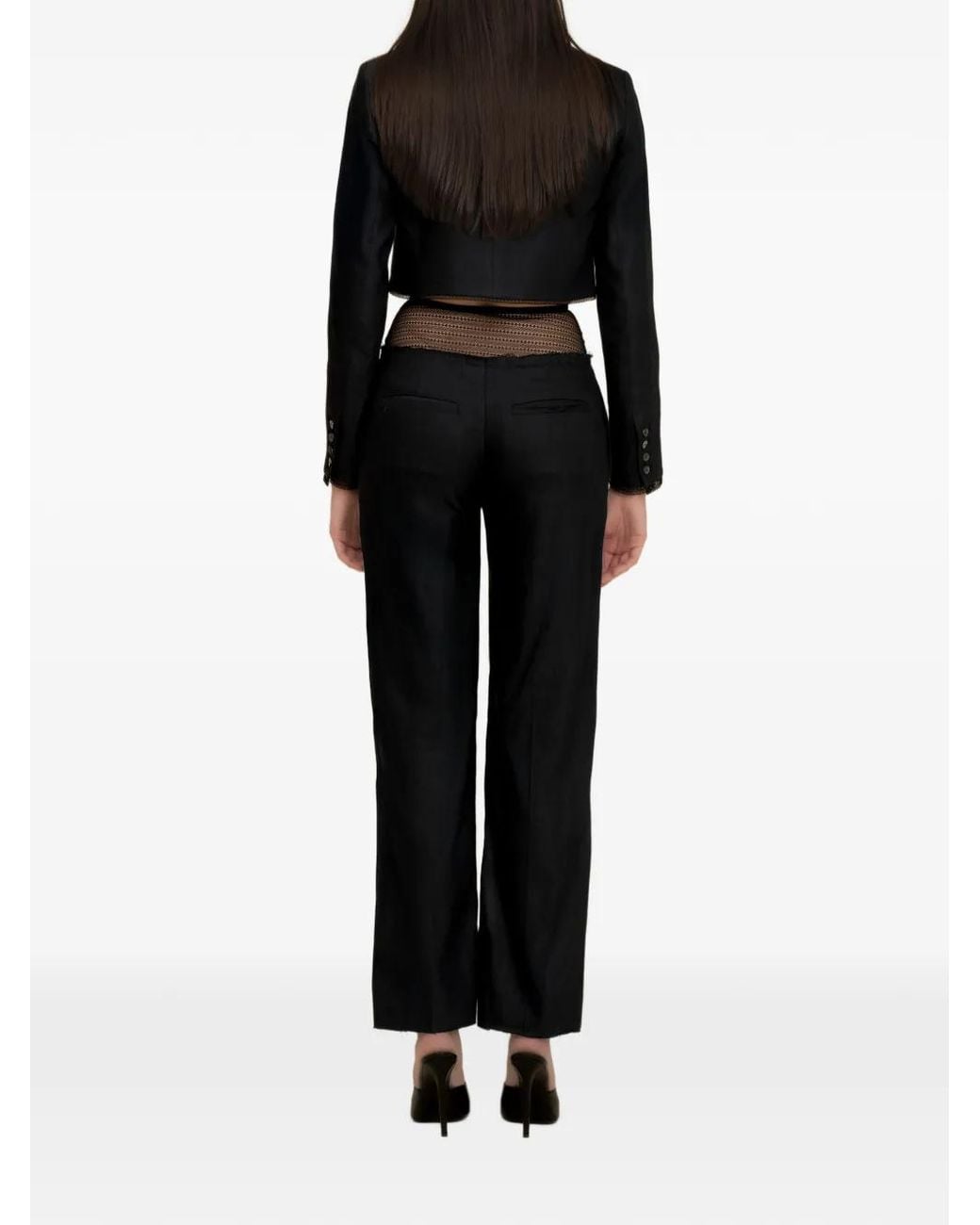 Contessa Mills Black Laissez Lace-Insert Trousers