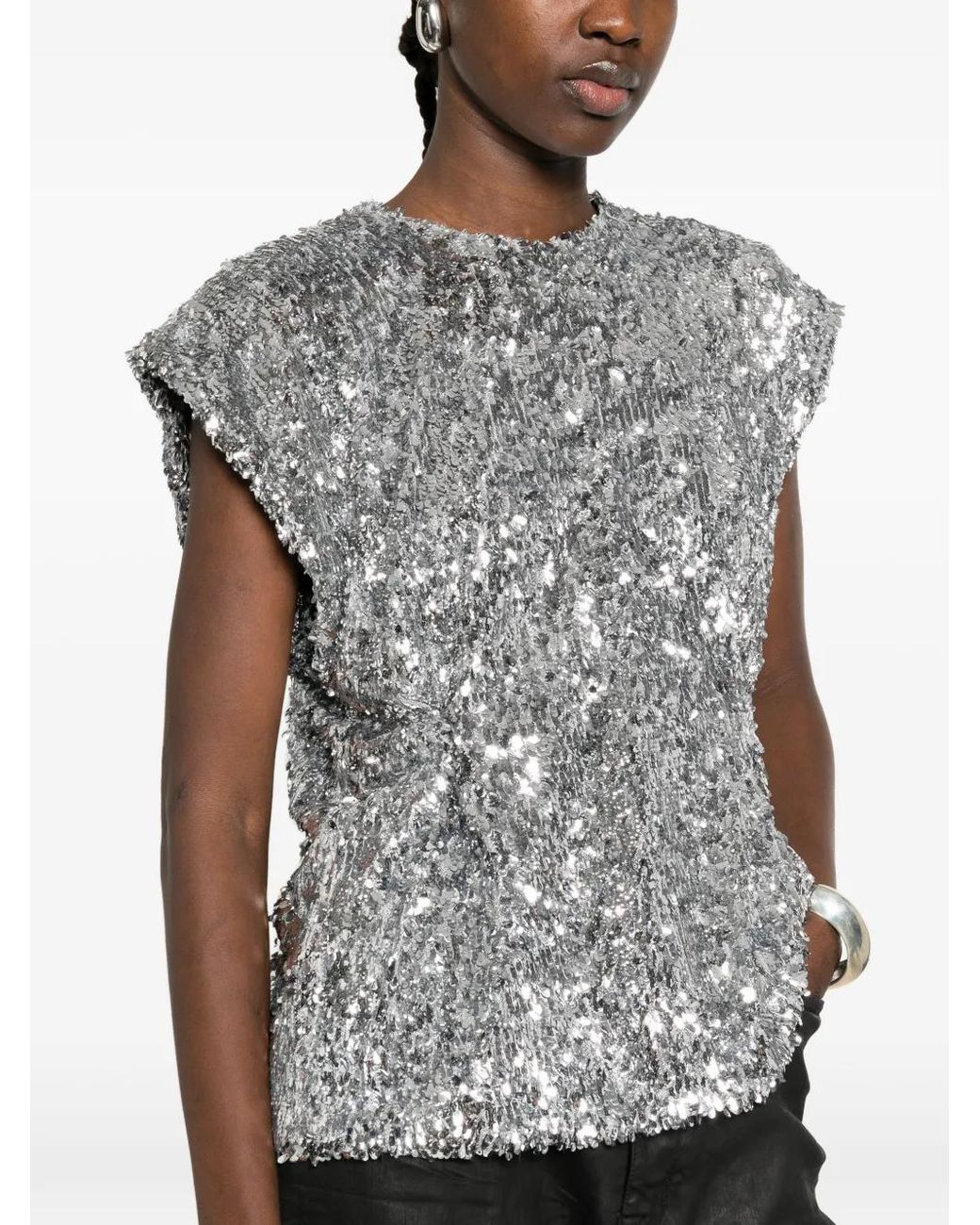 Coperni Gray Sequined Top
