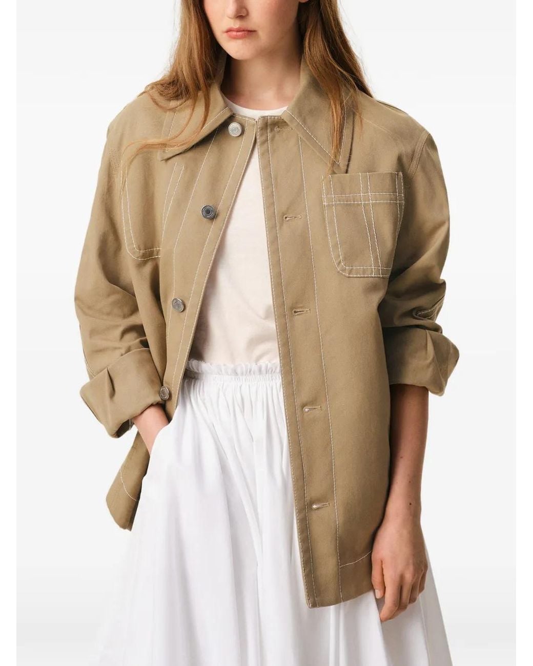 AMI Natural Cotton Worker Buttoned Jacket