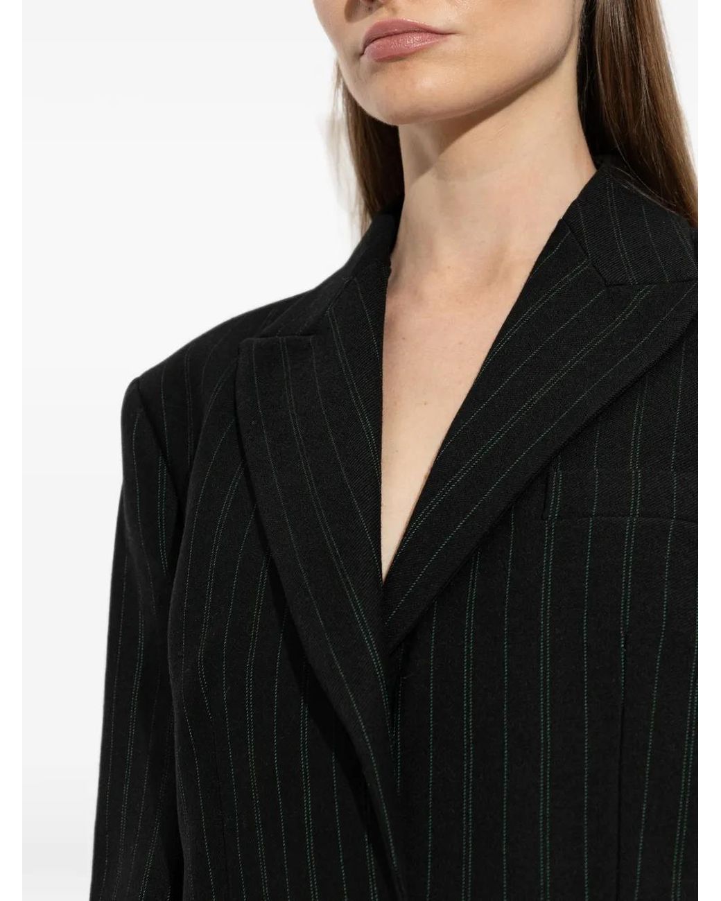 Off-White c/o Virgil Abloh Black Pinstripe-Pattern Single-Breasted Blazer