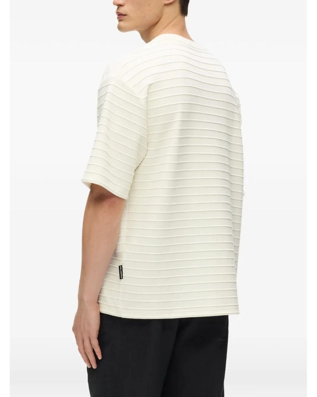 Karl Lagerfeld White Ikon Structure Striped T-Shirt for men