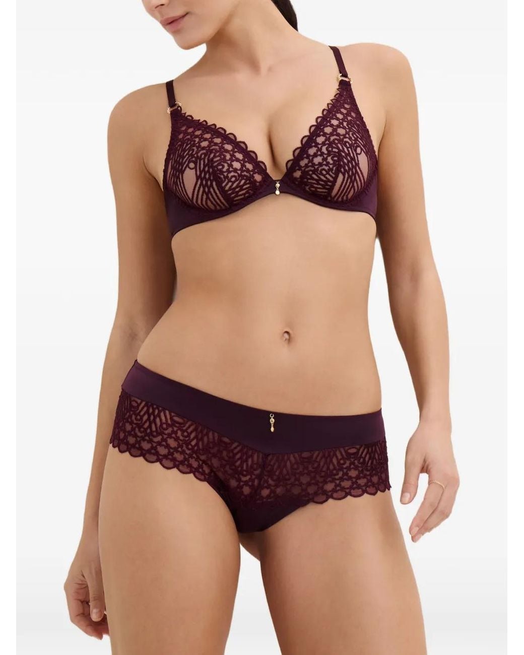 Aubade Purple Eloge Du Desir Embroidered Bra