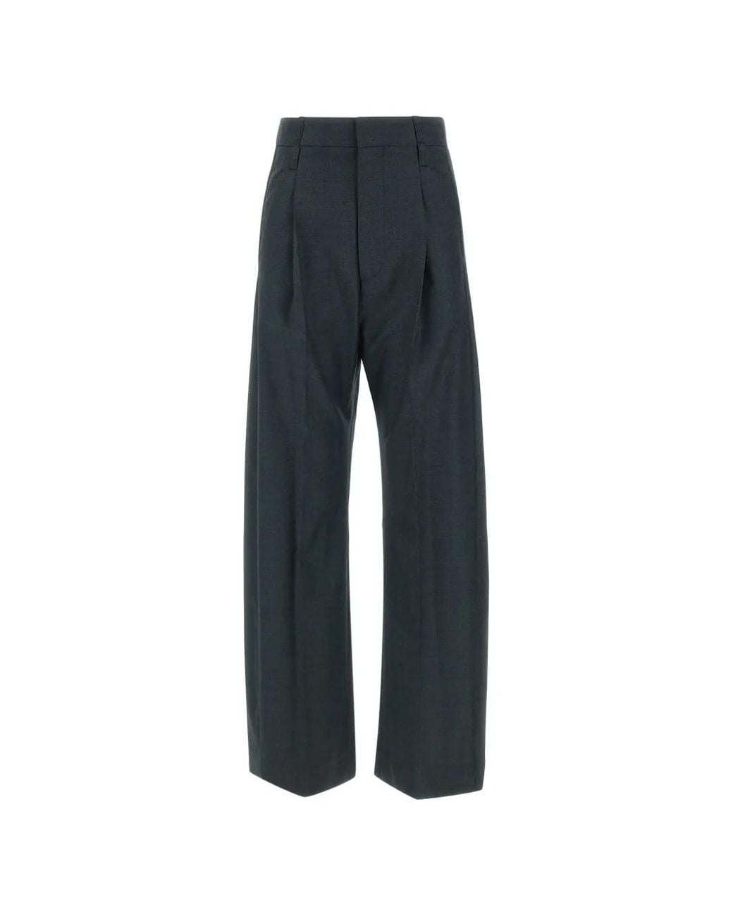 Victoria Beckham Blue Ethel Pleated Virgin-Wool Trousers