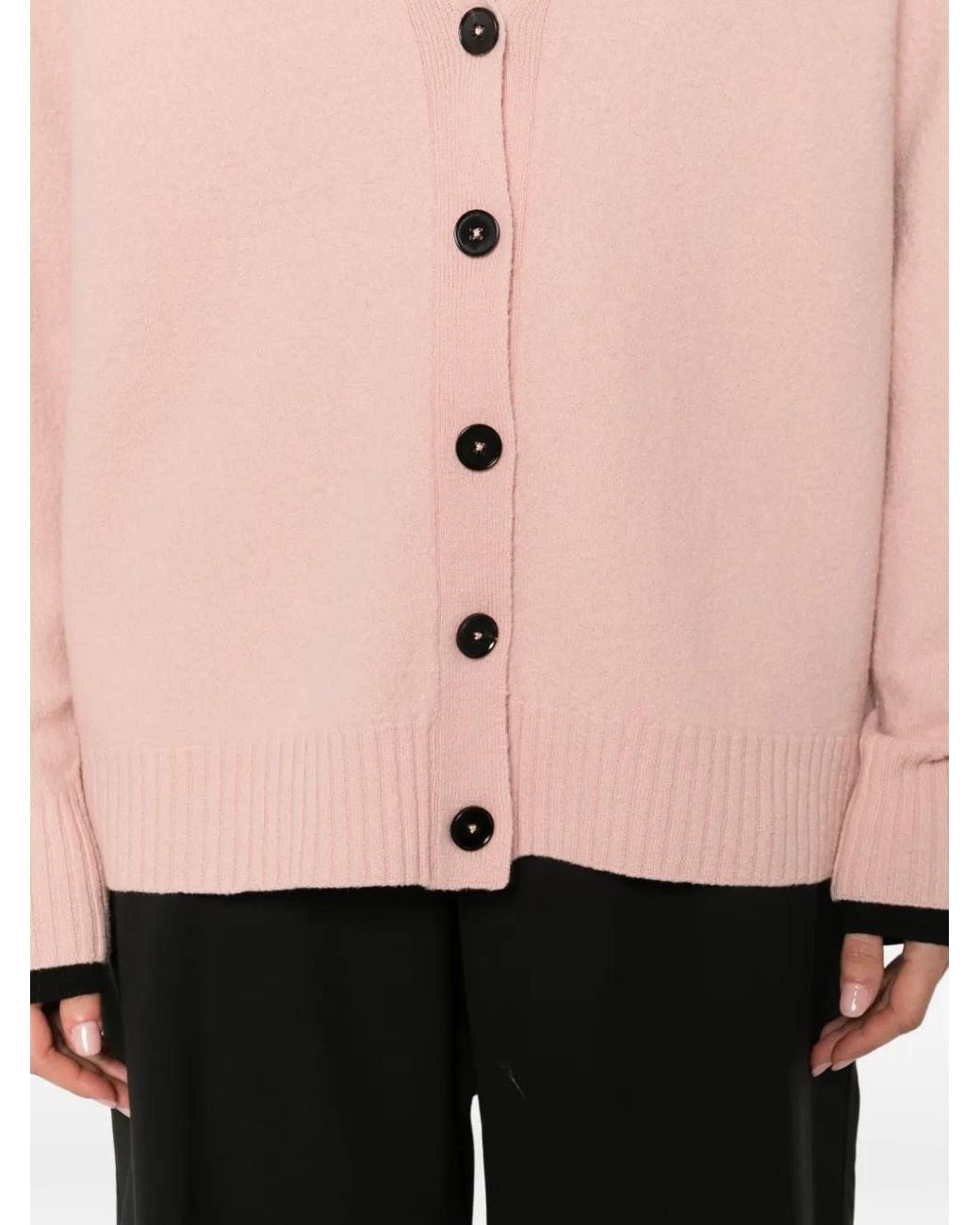 Jil Sander Pink Button Ribbed Hem Cardigan