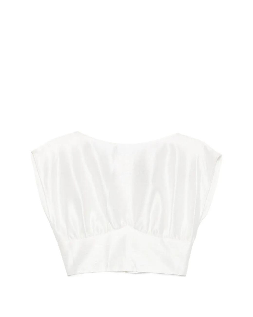 Leen Mougrhabi White Isla Boat-Neck Crop Top