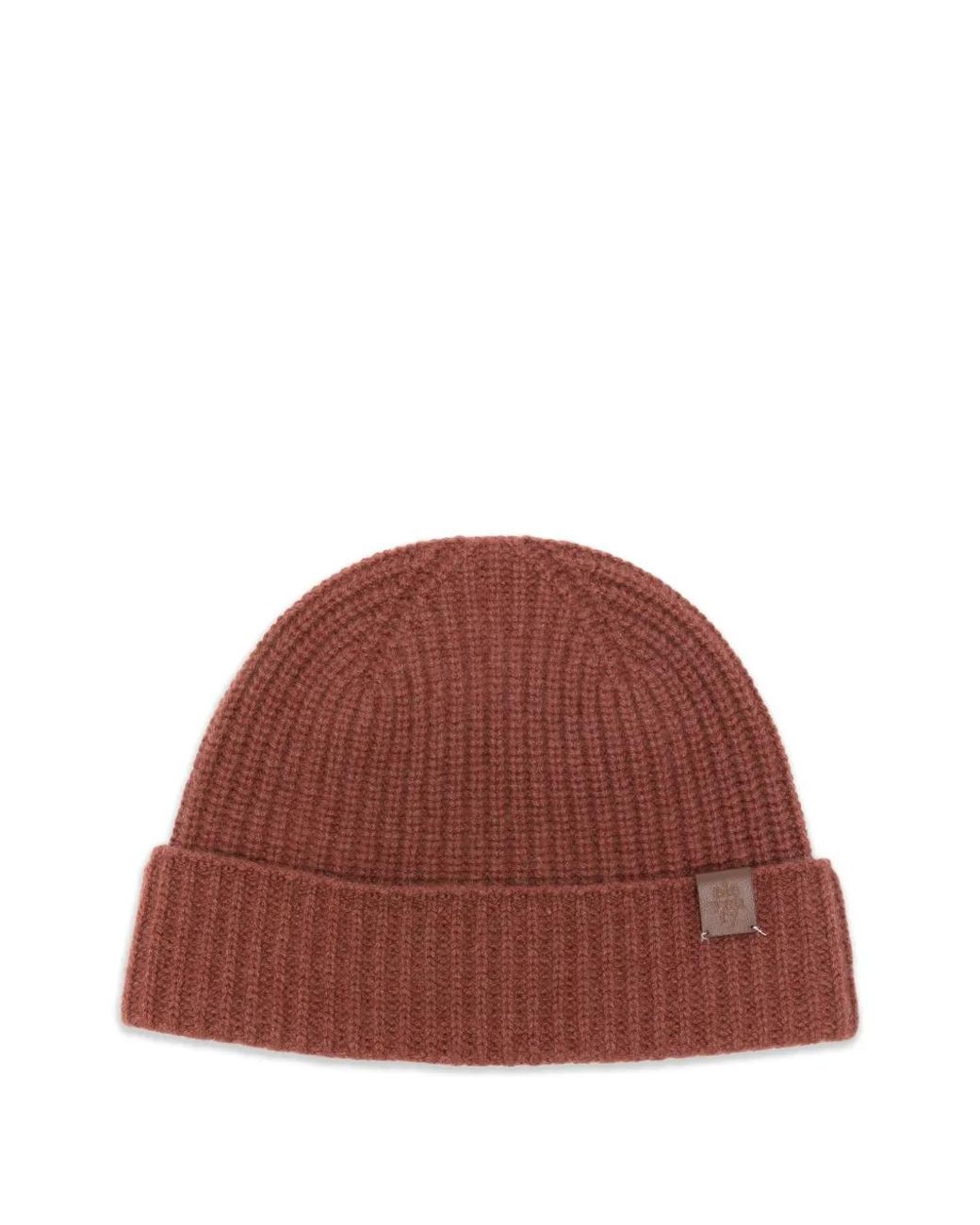 Eleventy Red Ribbed-Knit Cashmere Beanie Hat for men