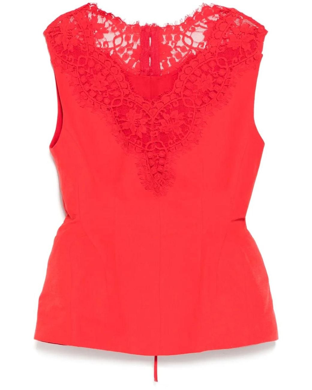 Pushbutton Red Hourglass Sleeveless Top