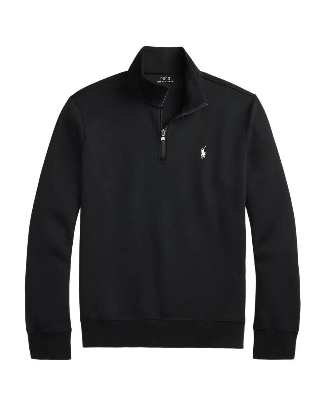 Polo Ralph Lauren Black Logo-Embroidered Quarter-Zip Sweater for men