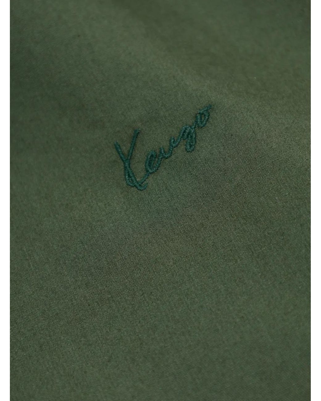 KENZO Green Embroidered-Logo Tie-Neck Blouse