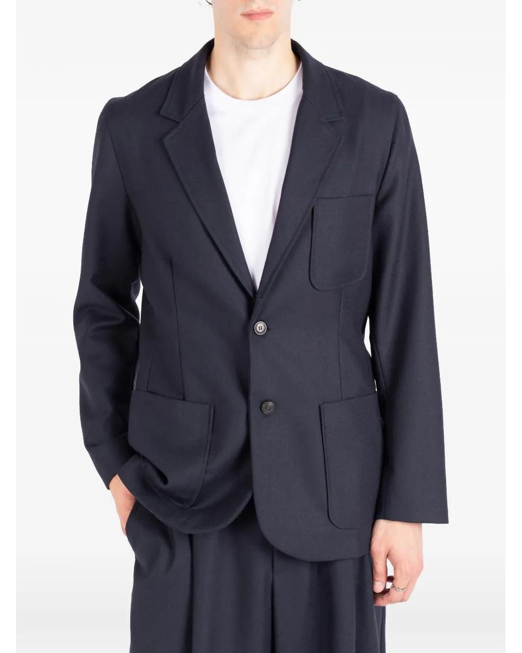 Societe Anonyme Blue Granpa Patch-Pocket Blazer for men