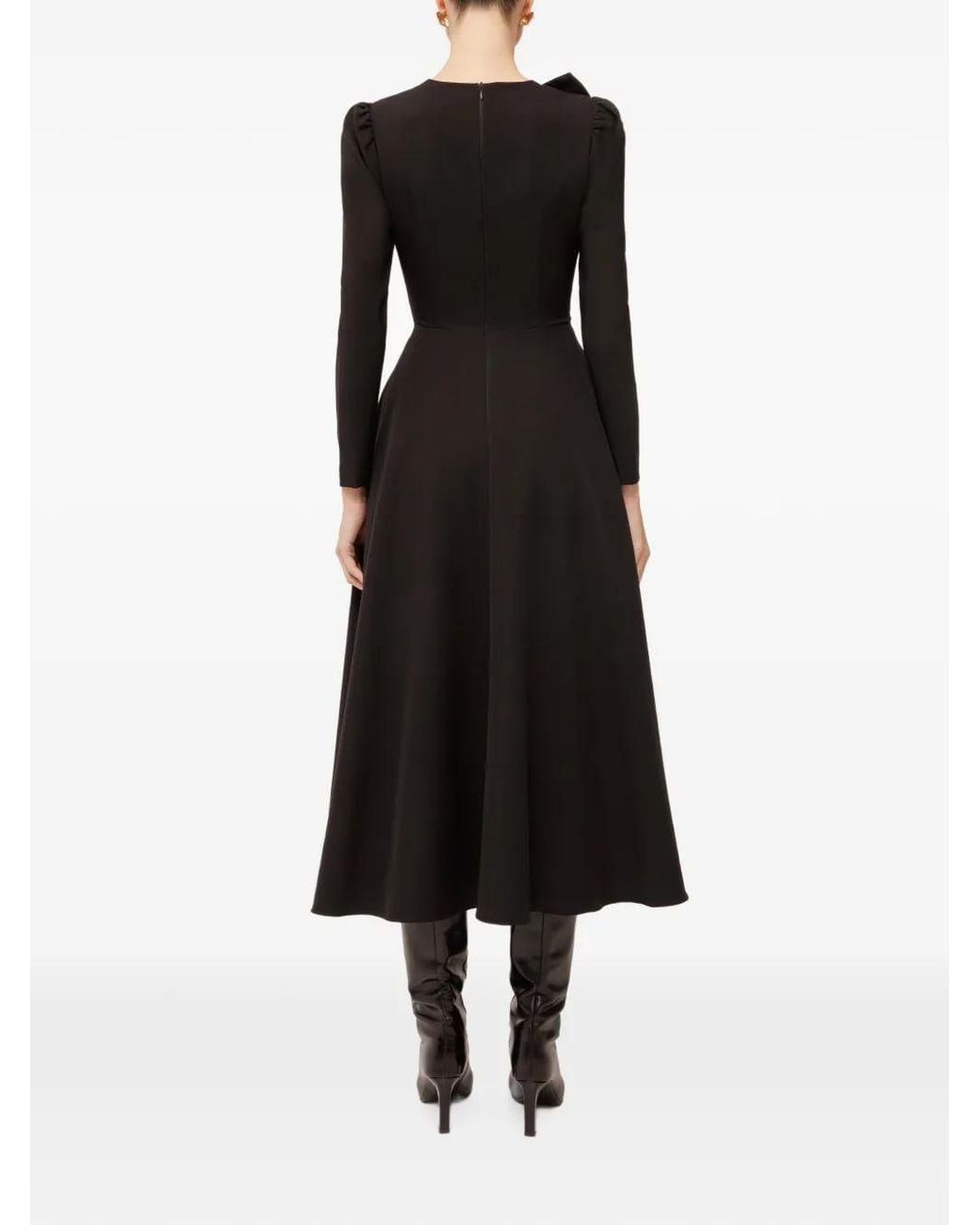 Nissa Black A-Line Midi Dress