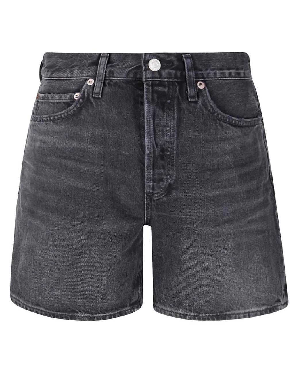 Agolde Gray High-Rise Denim Shorts