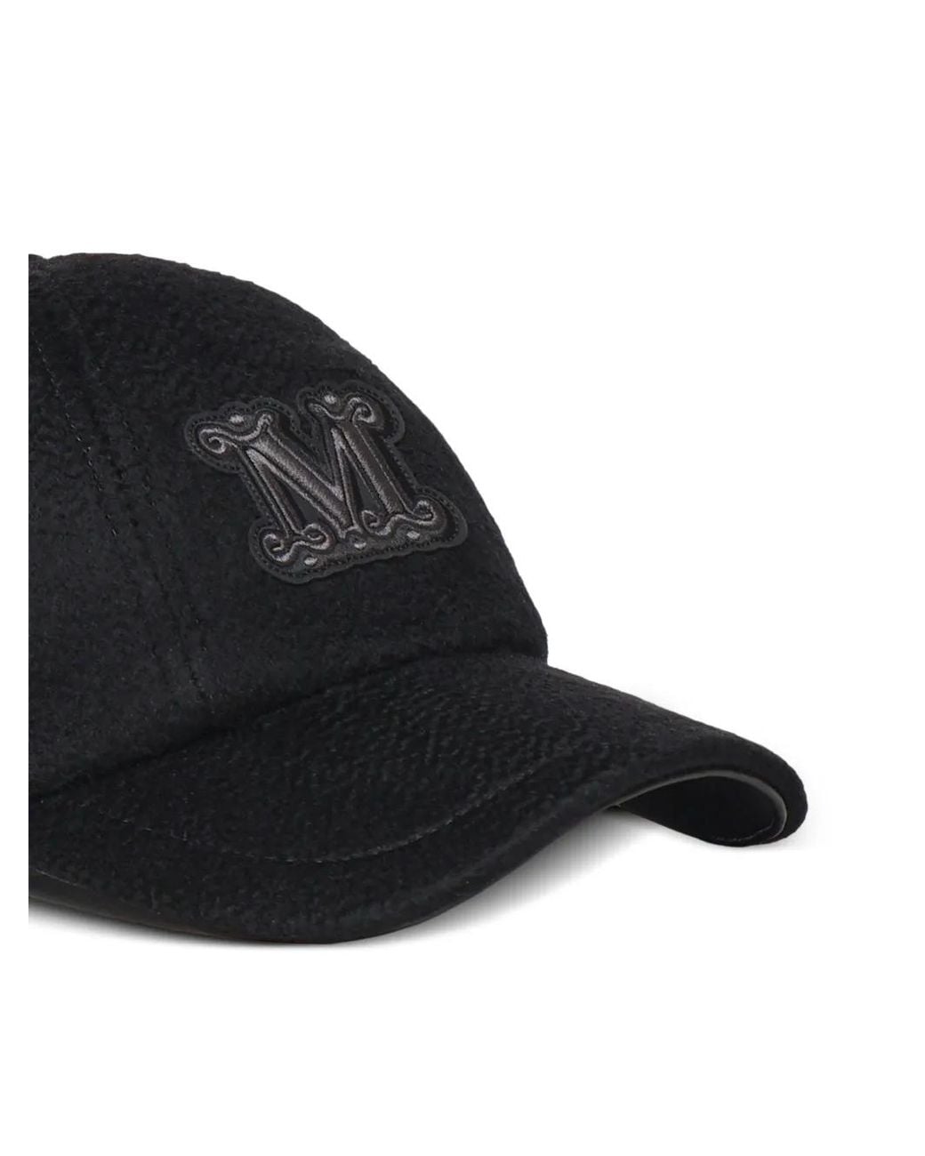 Max Mara Black Logo-Patch Cashmere Baseball Cap