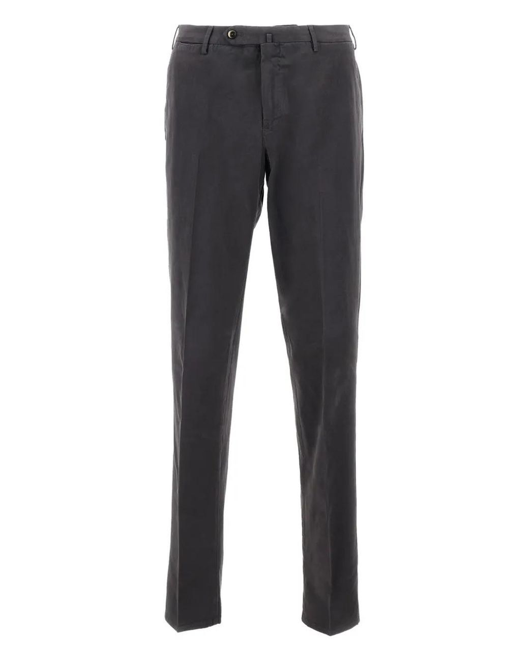 PT Torino Gray Front-Closure Side-Pocket Trousers for men