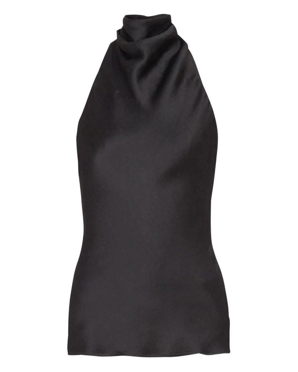 Balmain Satijnen Haltertop Met Open Rug in het Black