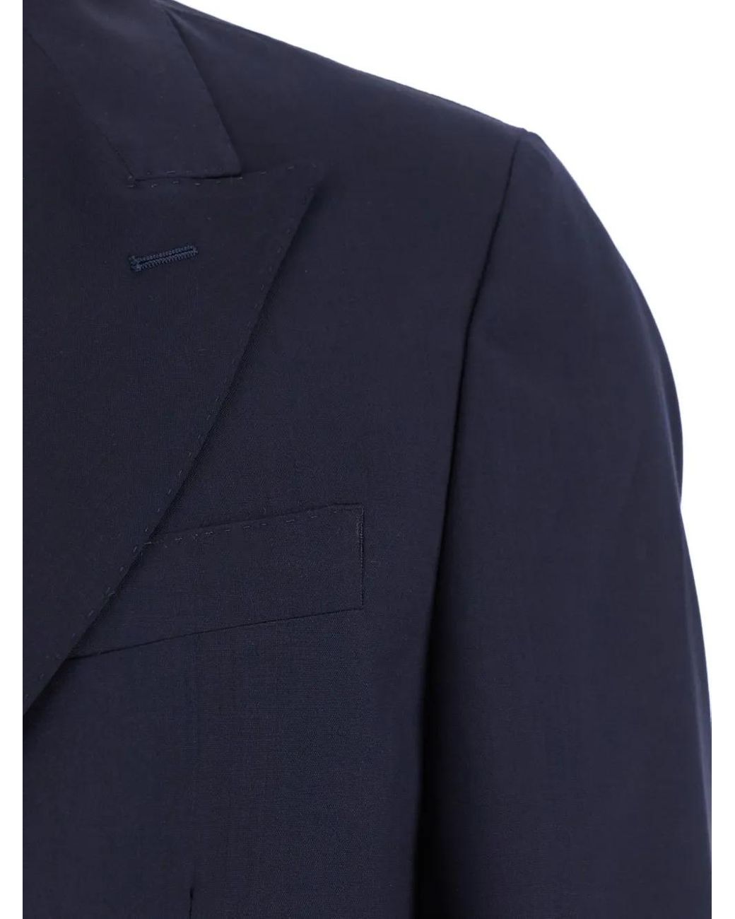 Low Brand Blue Double-Breasted Blazer for men