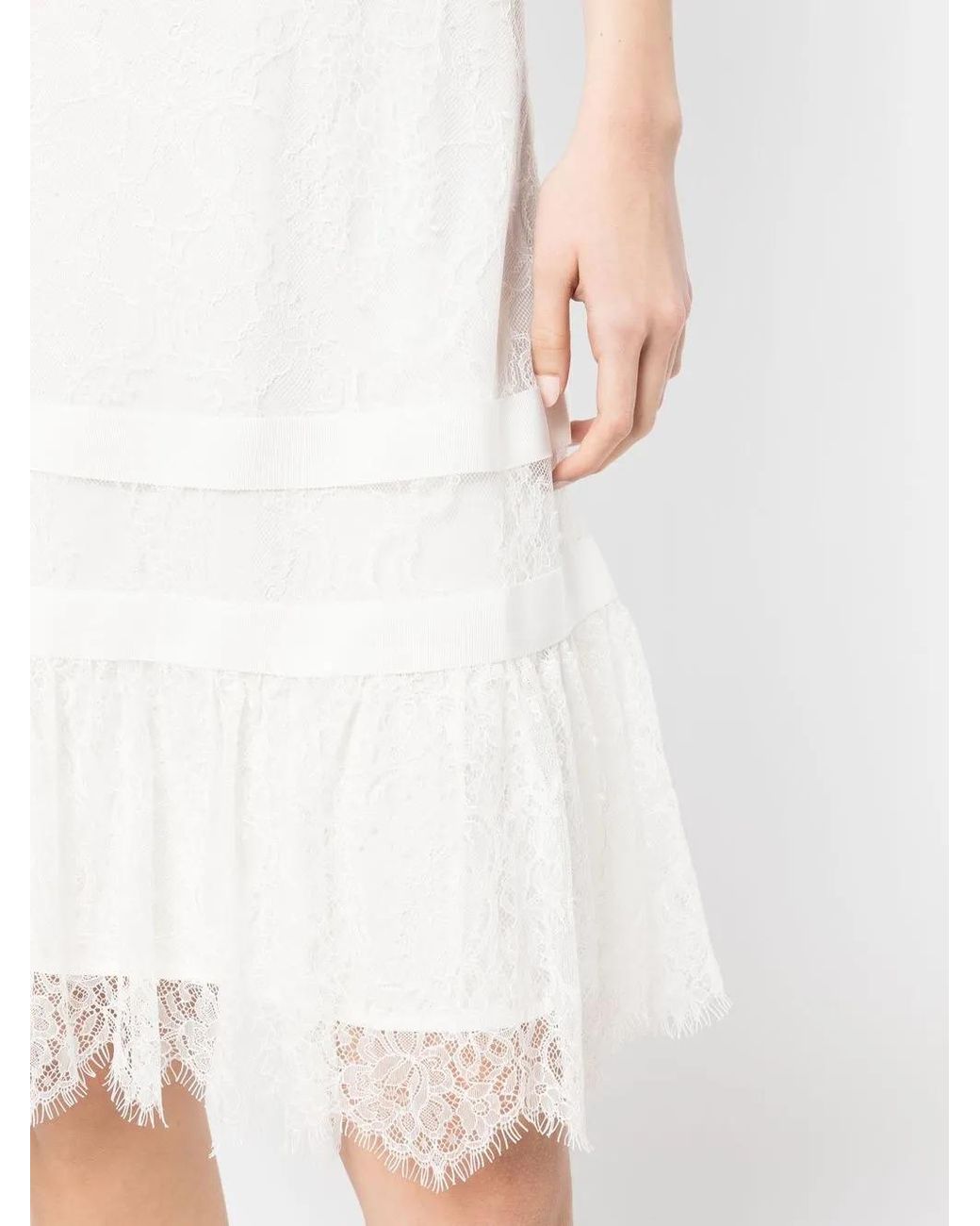 Shiatzy Chen White Lace Knee-Length Skirt