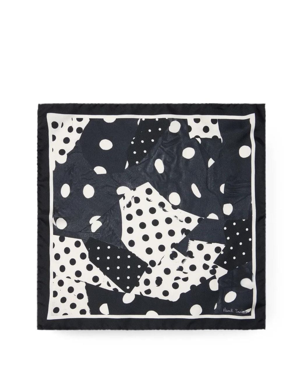 Paul Smith Black 'Patchwork Polka Dot' Silk Pocket Square for men