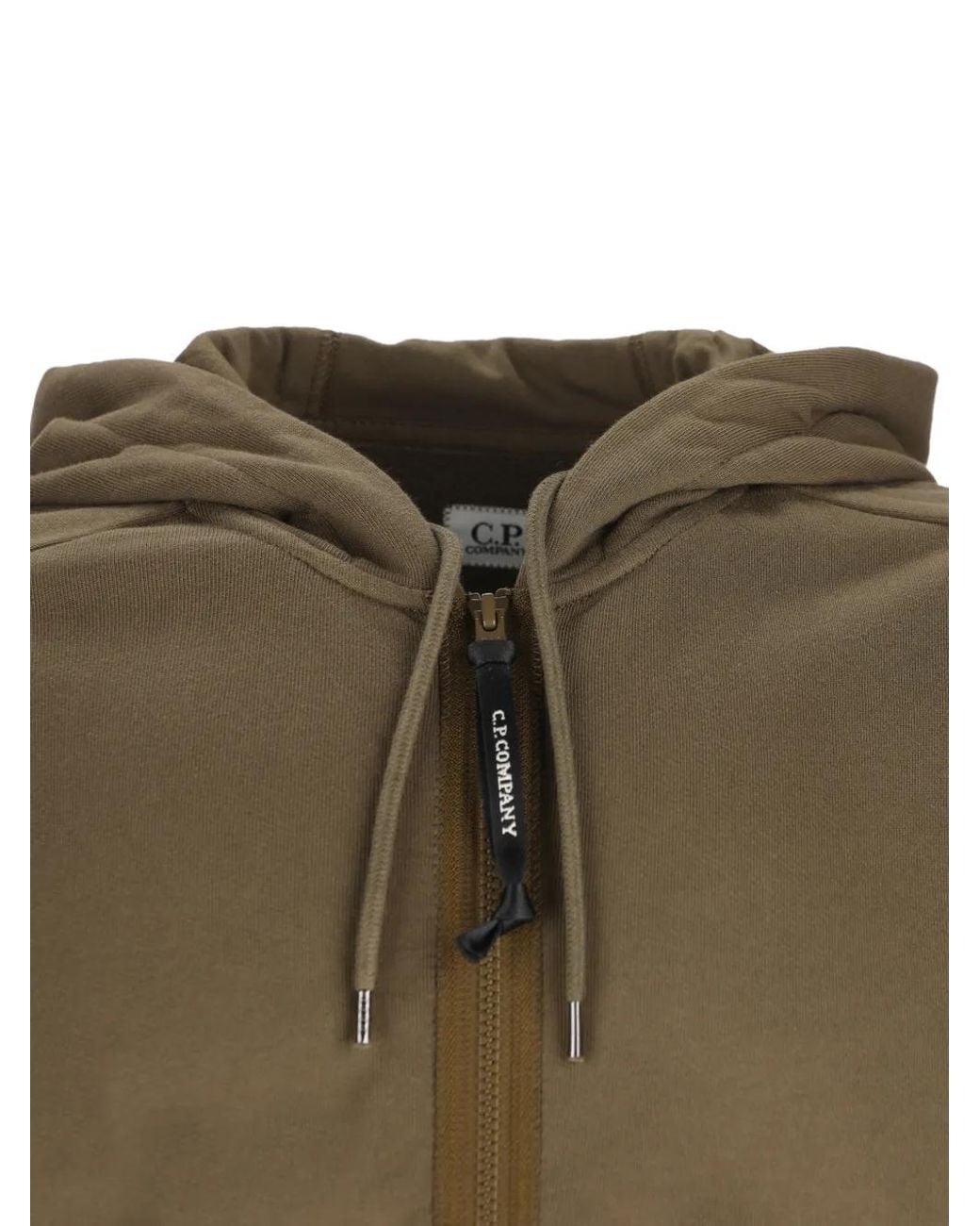 C P Company Green Lens-Detailed Zip-Up Hoodie for men