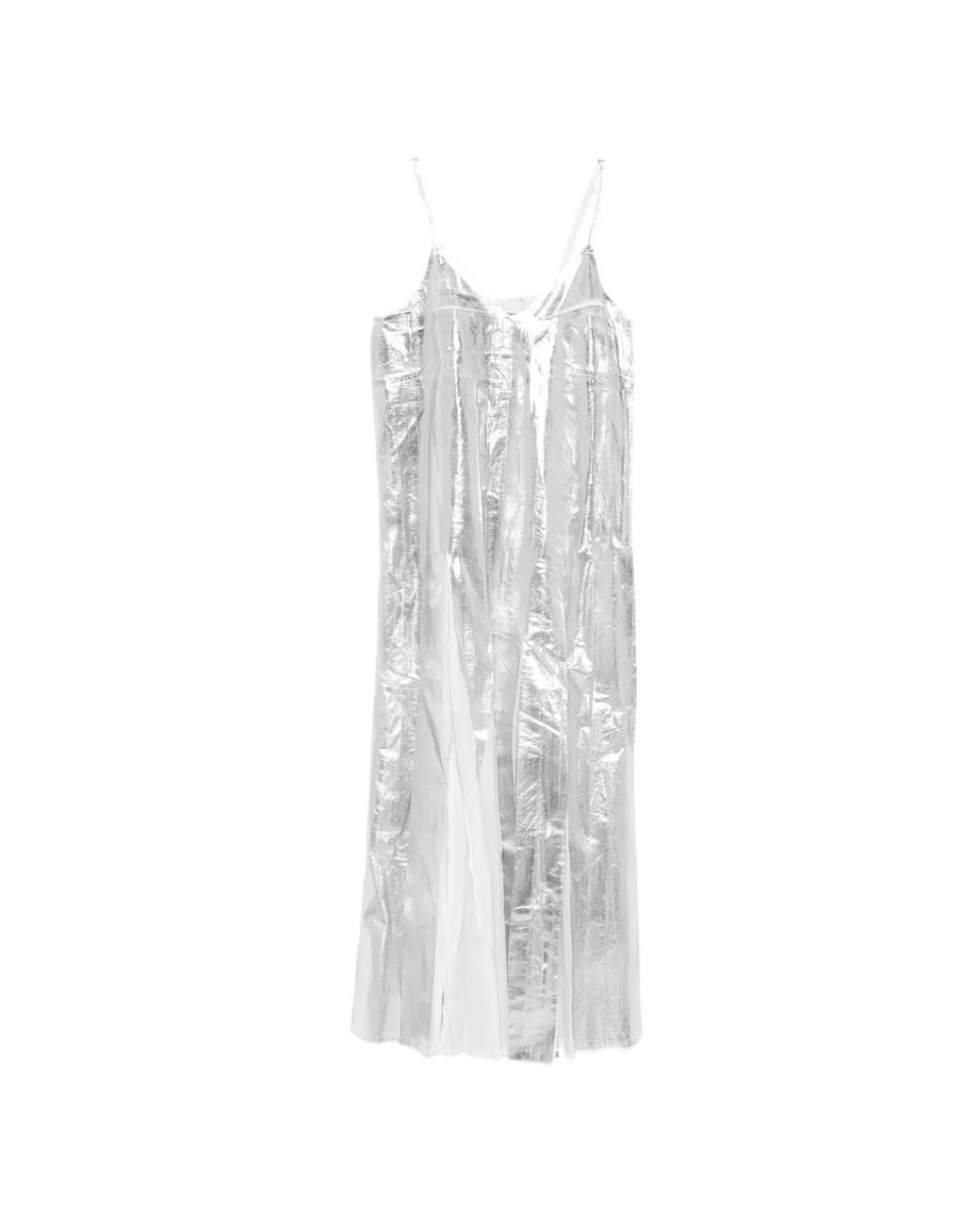 Tela White Yuki Metallic-Effect Midi Dress