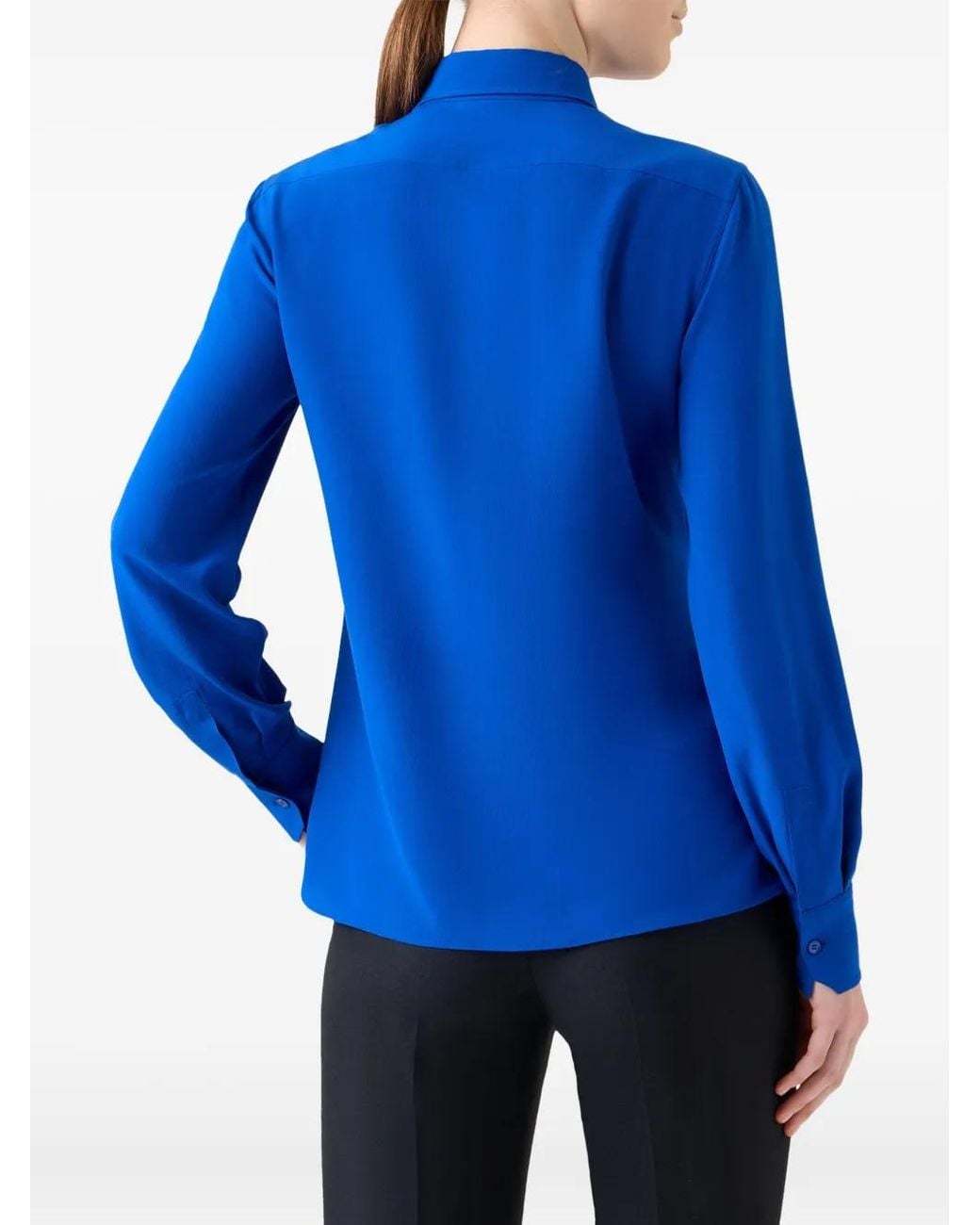 Akris Blue Buttoned Collared Top