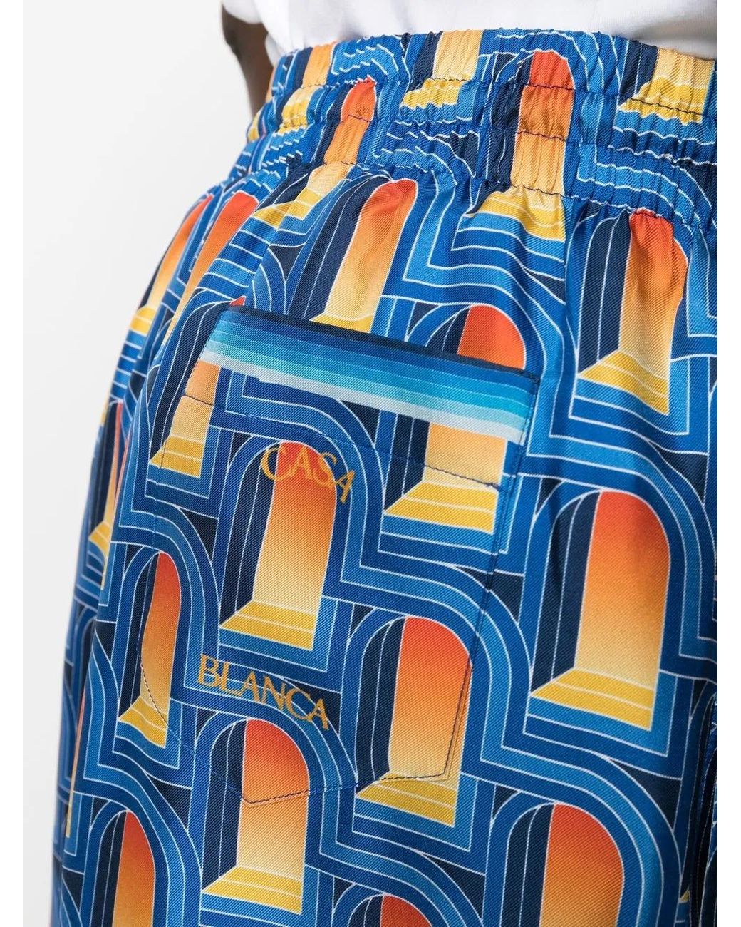 Casablanca Blue L`arche De Nuit Silk Shorts for men