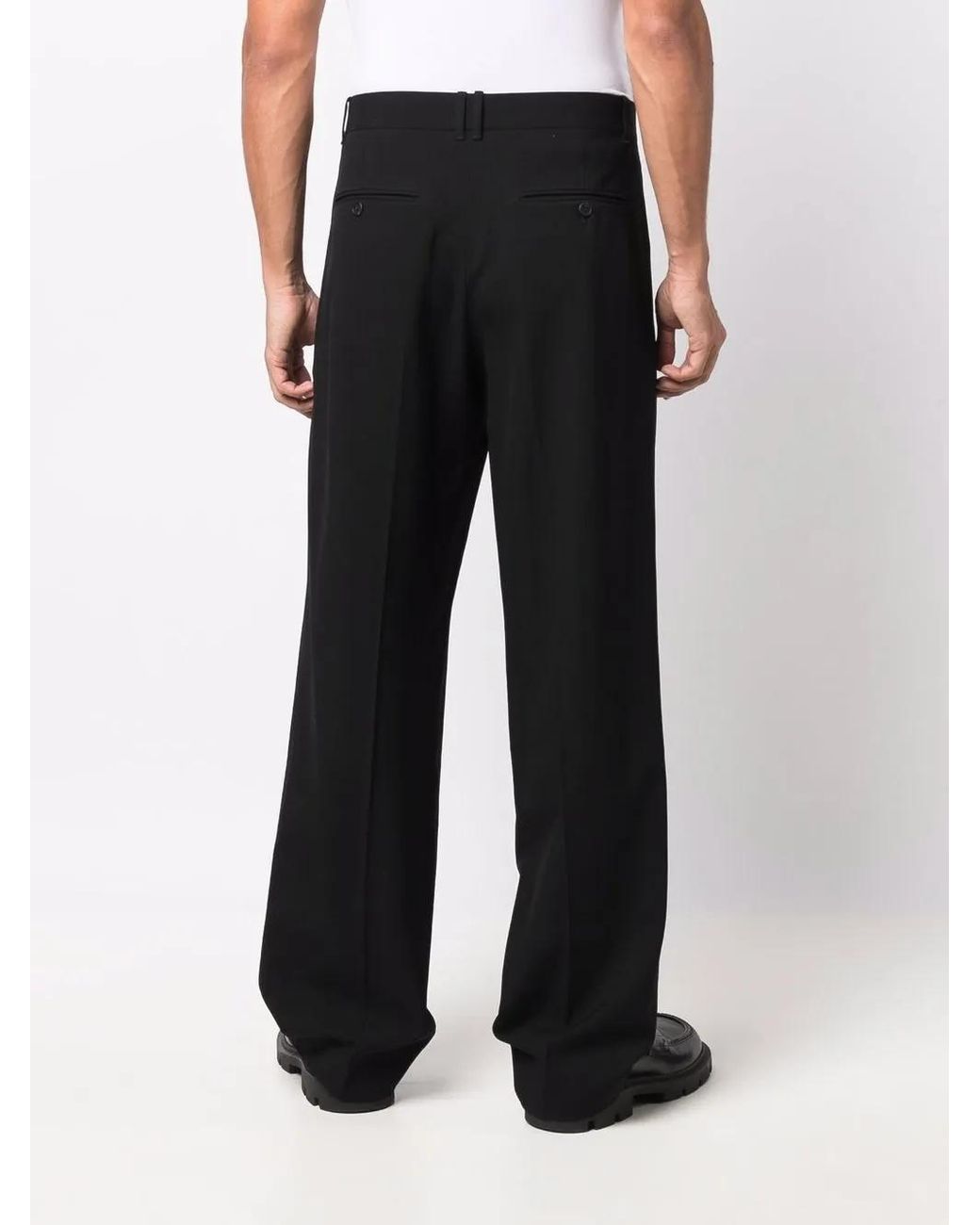 The Row Black Pleated Straight-Leg Tailored Trousers for men