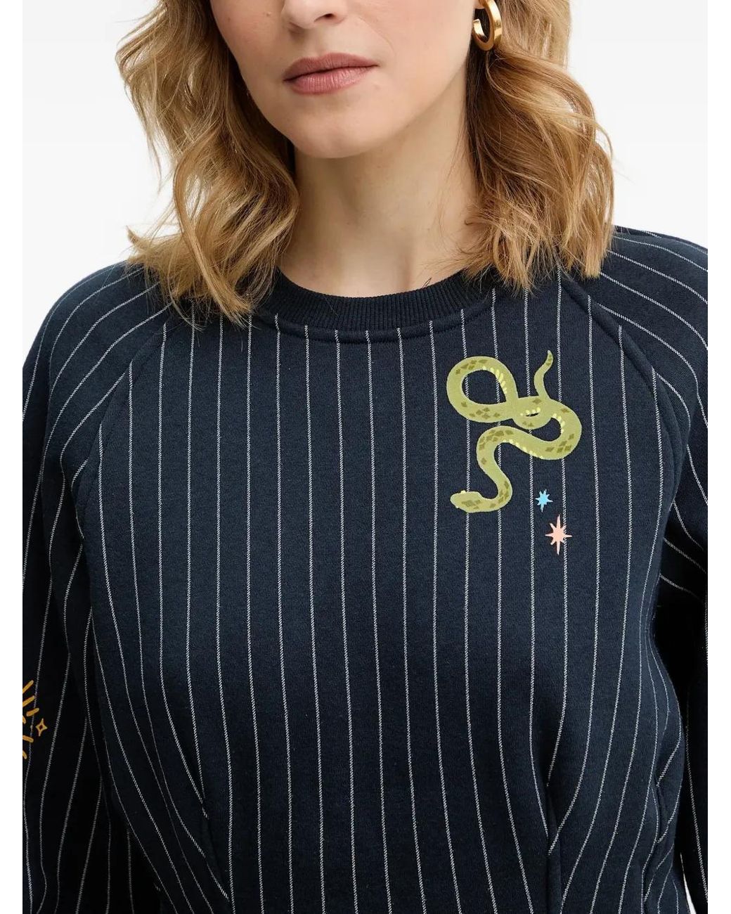 Never Fully Dressed Blue Barrel Striped Embellished Sweatshirt