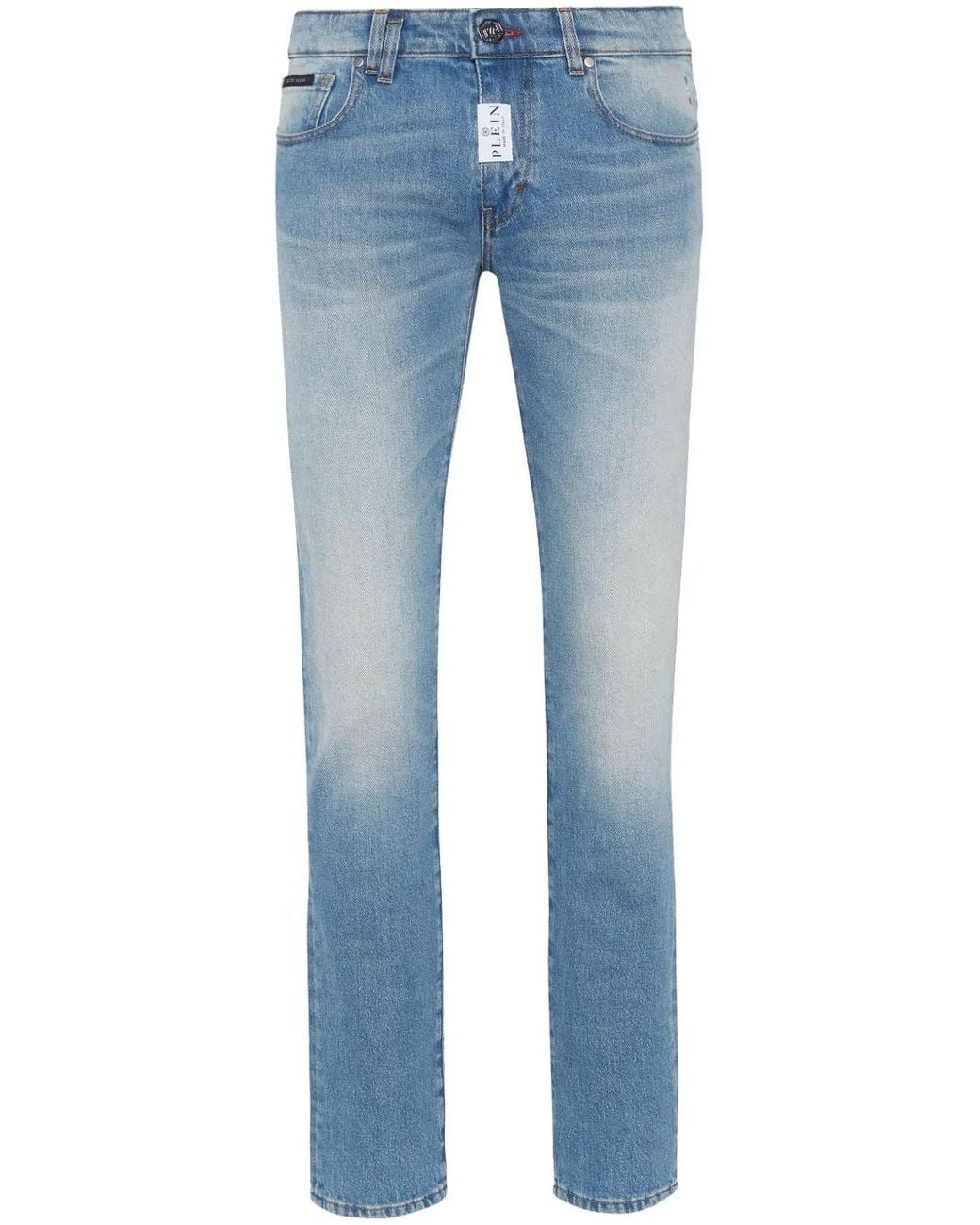 Philipp Plein Blue Low-Rise Skinny Jeans for men