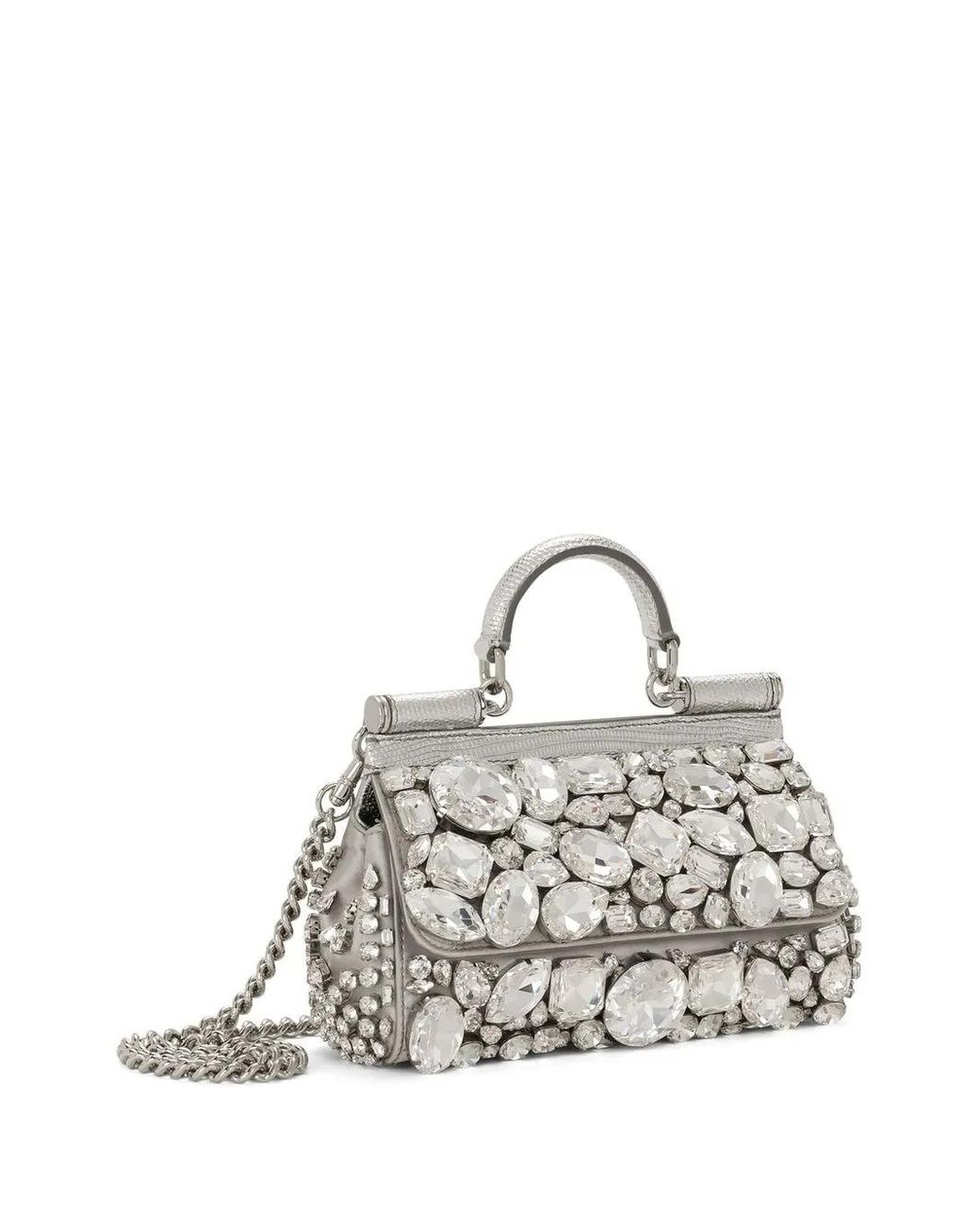 Dolce & Gabbana White Small Sicily Satin Top-Handle Bag