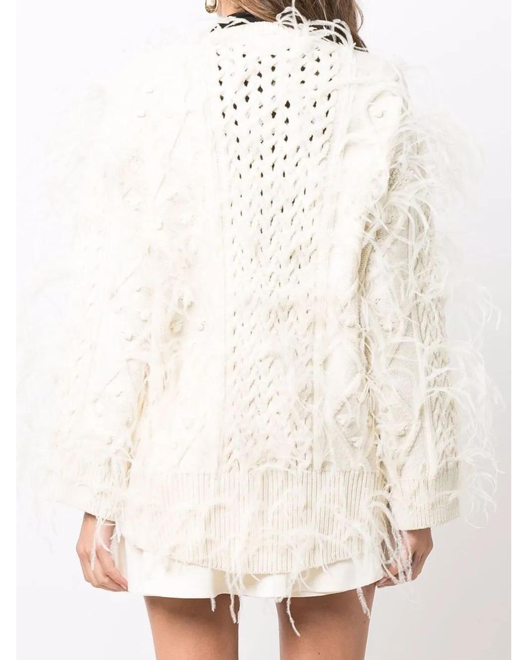 Valentino Garavani White Feather-Embellished Wool Jumper