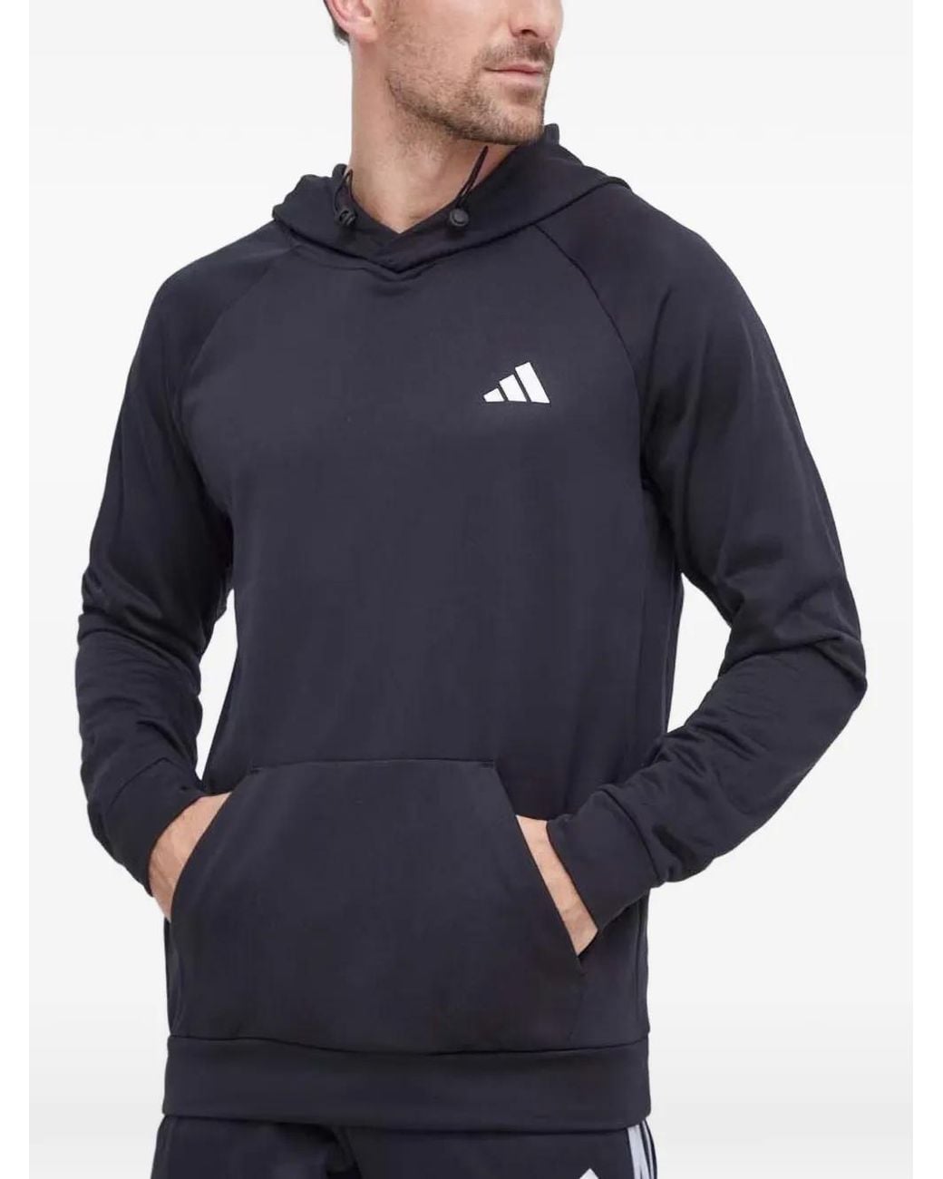 Adidas Blue Logo-Print Hoodie for men