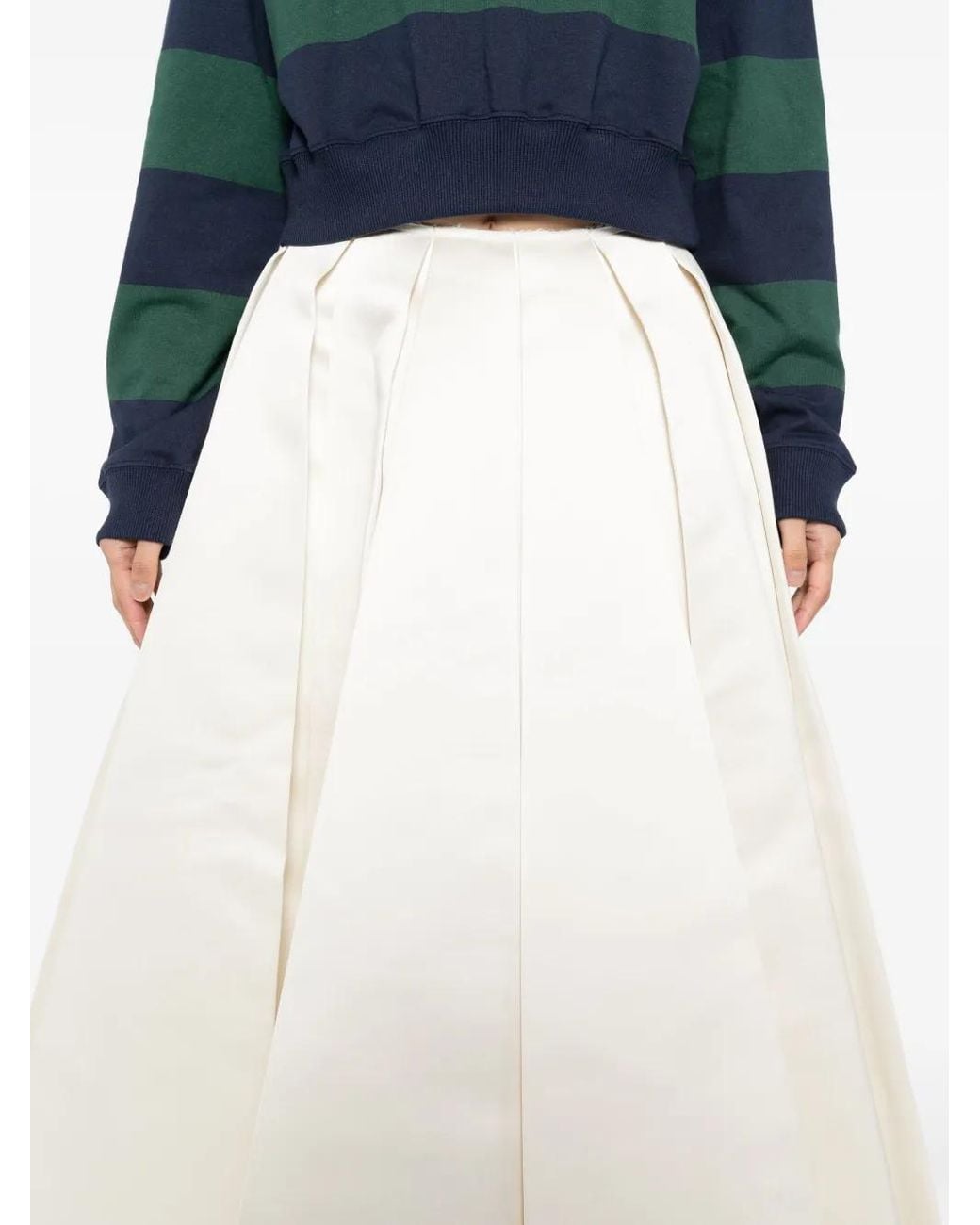 A.W.A.K.E. MODE White Satin Panelled Skirt