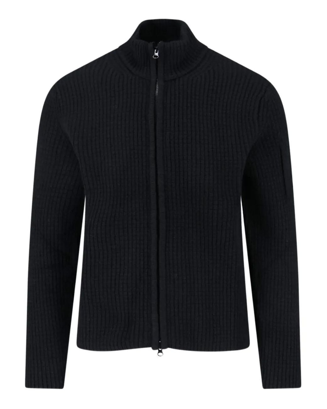 C P Company Black Cardigan À Fermeture Zippée for men