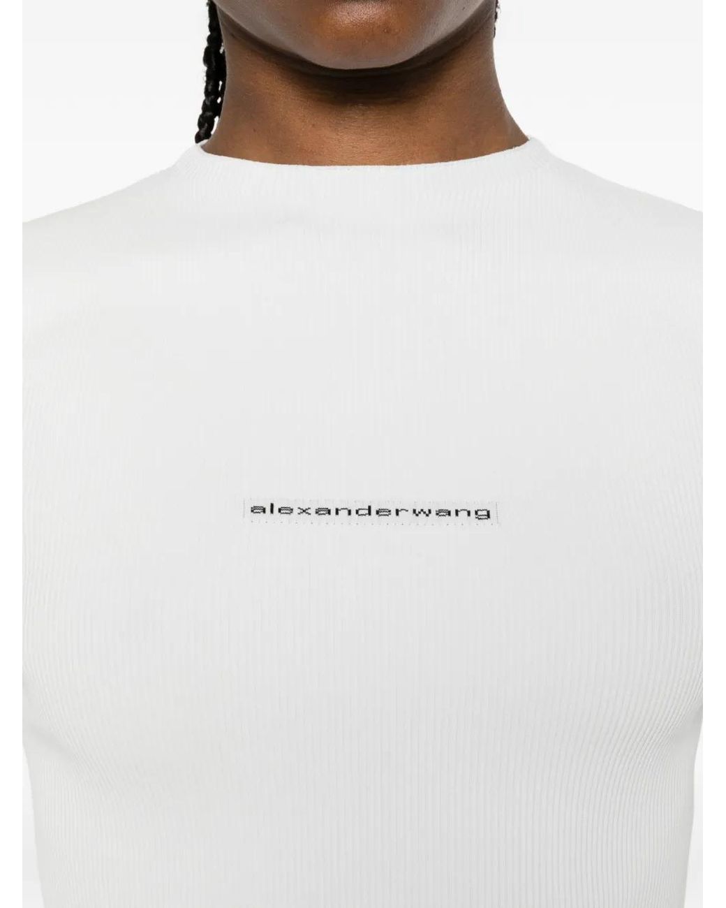Alexander Wang White Knit Logo Long-Sleeve T-Shirt